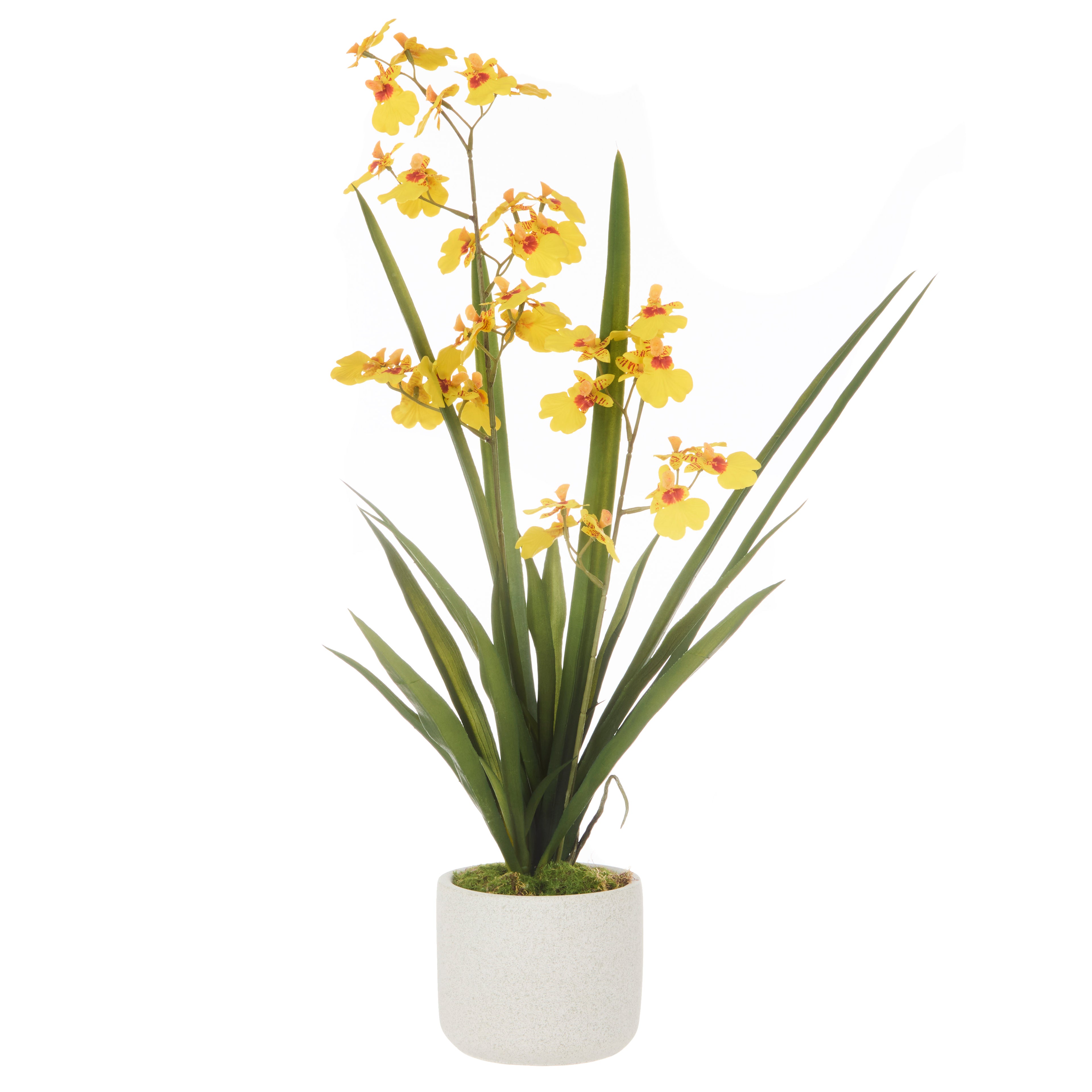 Faux Dancing Orchid Pot | Yellow - 58cm