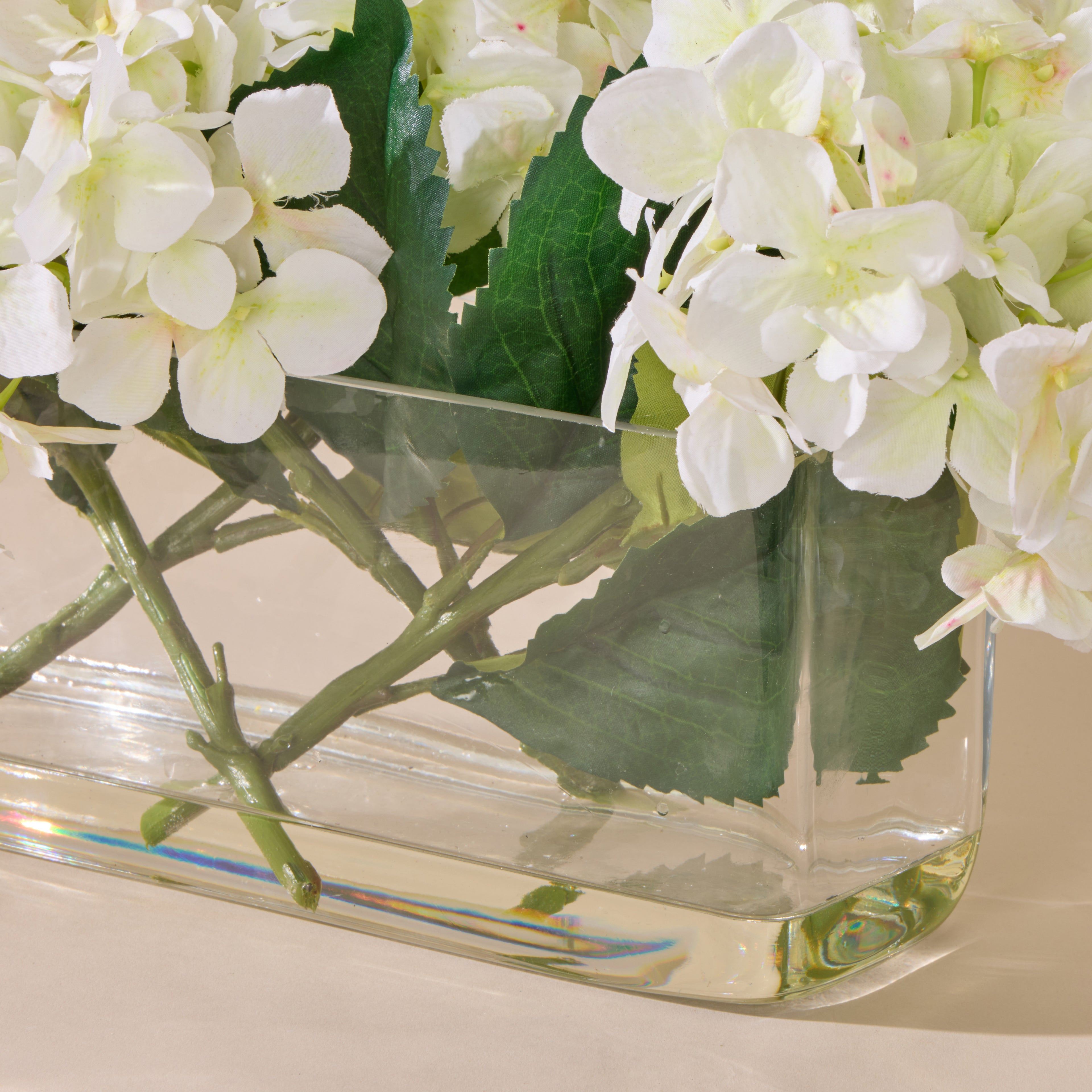 Faux Hydrangea - Esme Trough Vase | White - 25cm
