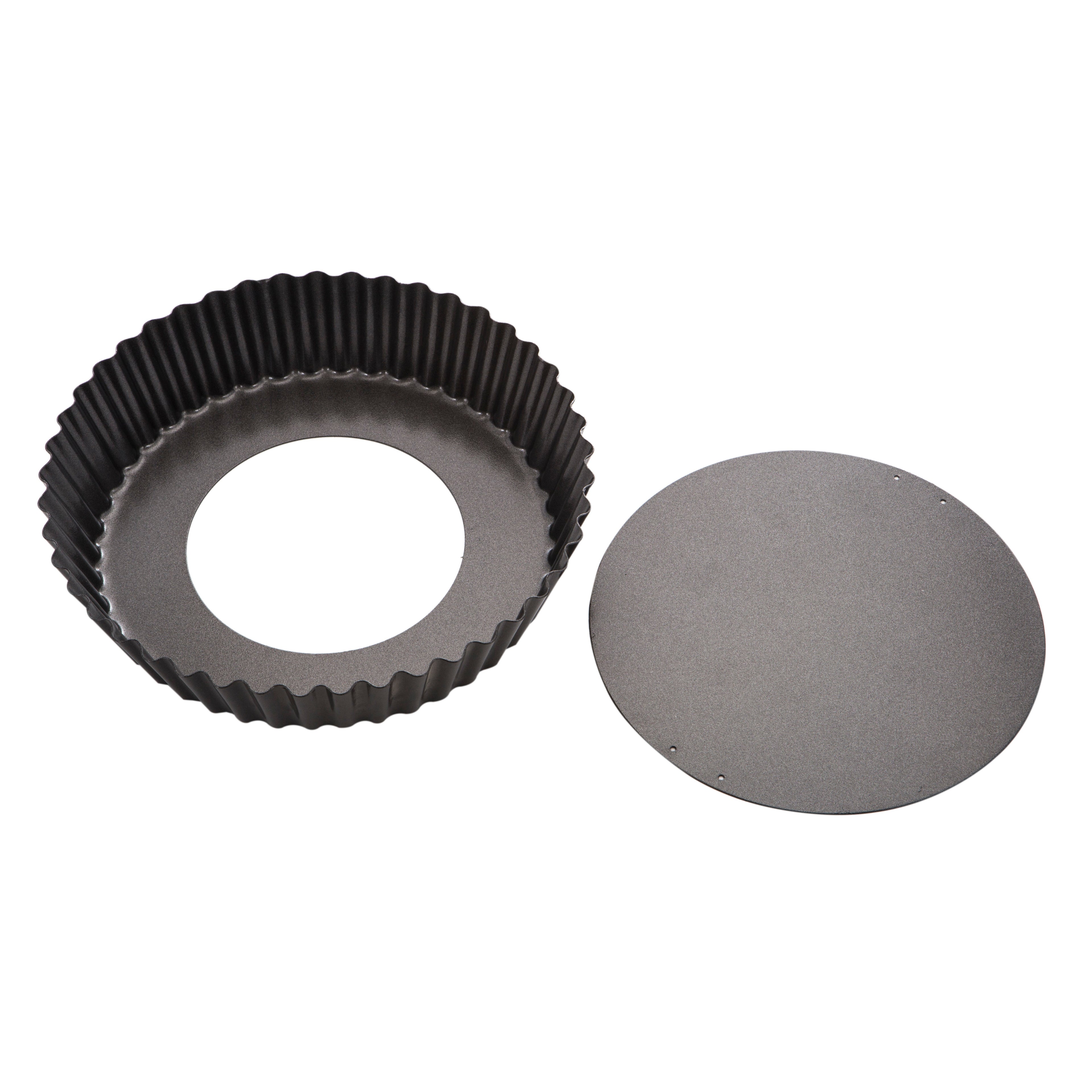MasterPro Non-Stick Loose Base Round Deep Flan/Quiche Tin Black