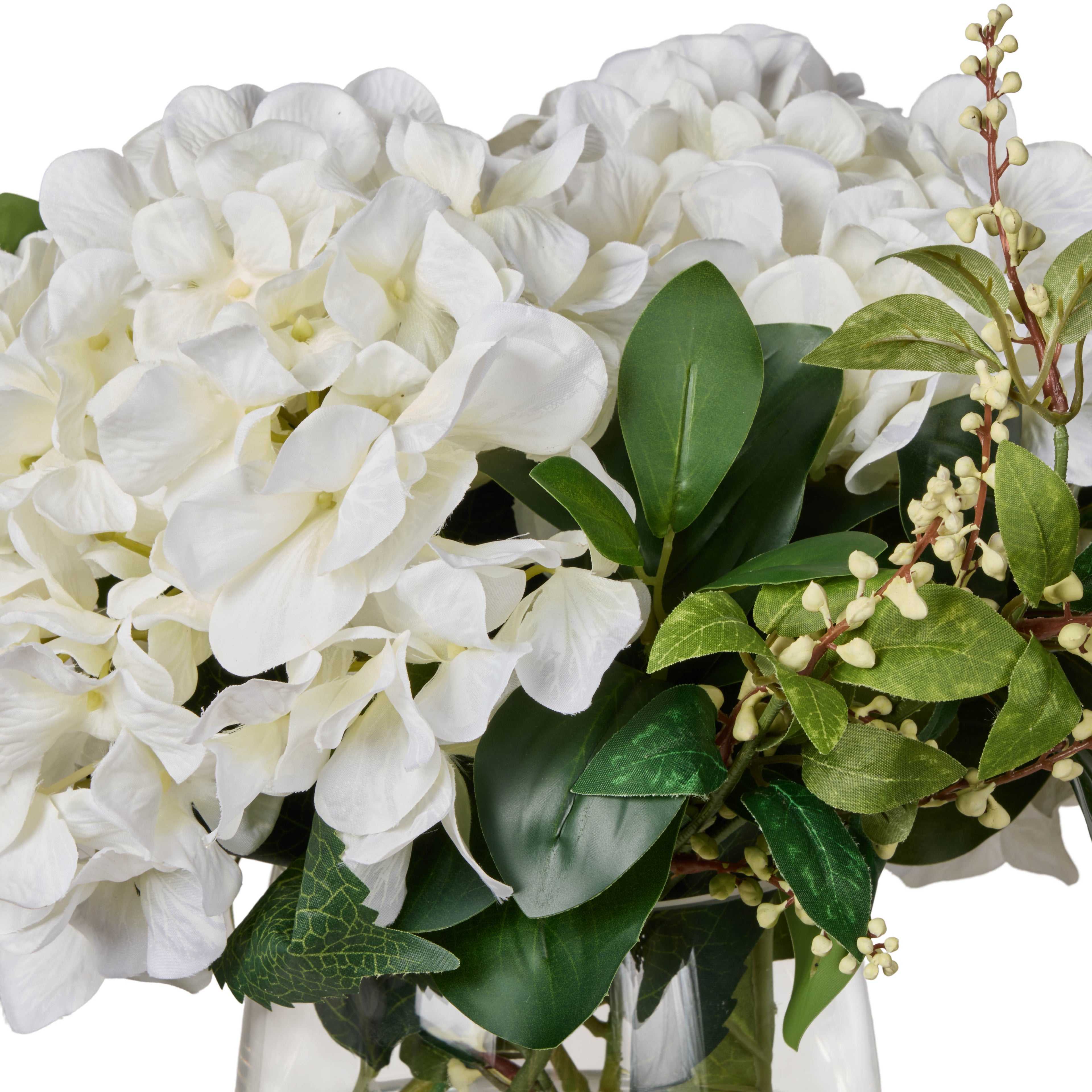 Faux Hydrangea Nite Berry - Classic Bowl | White - 43cm