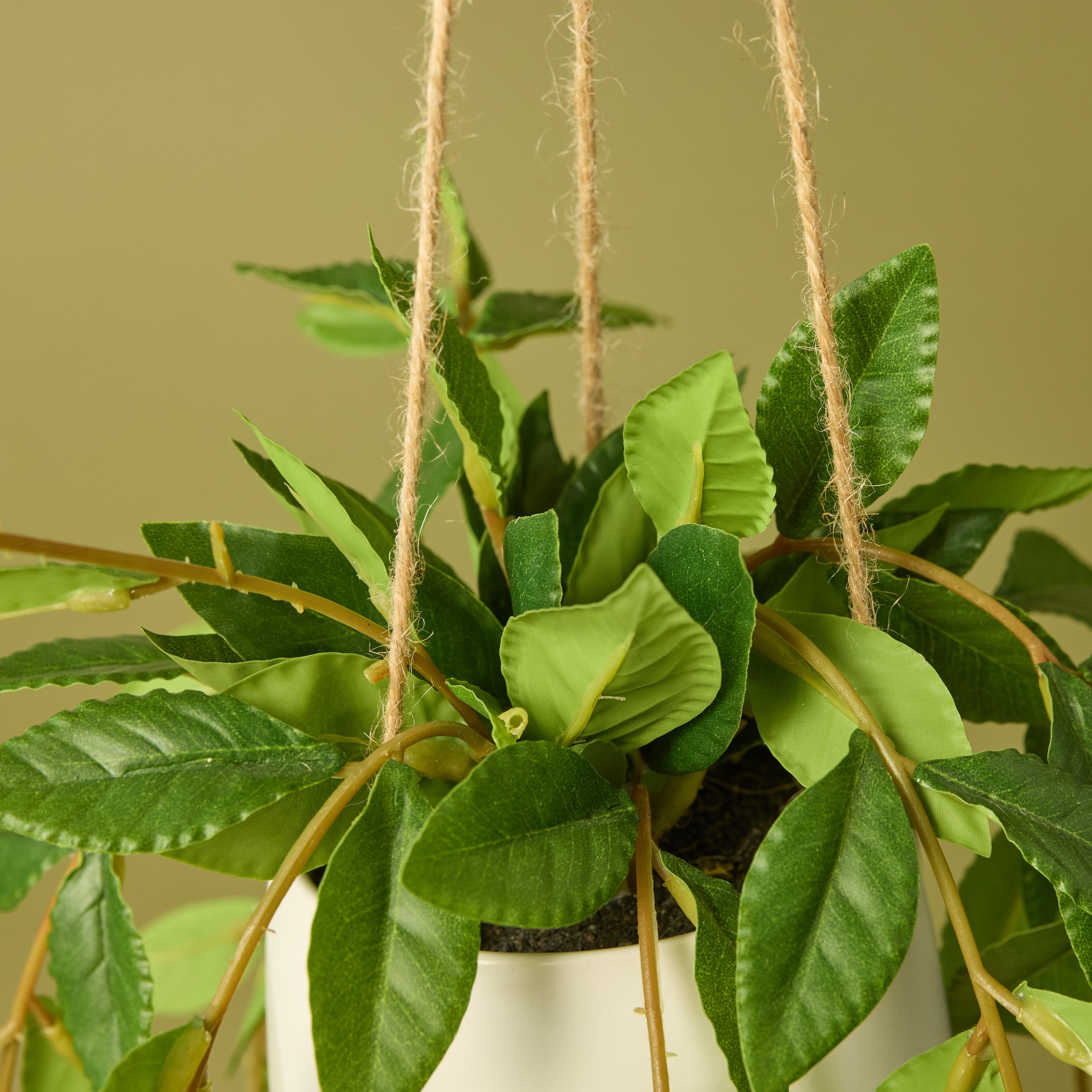 Faux Lush Leaf Hanging Pot | Green - 36cm