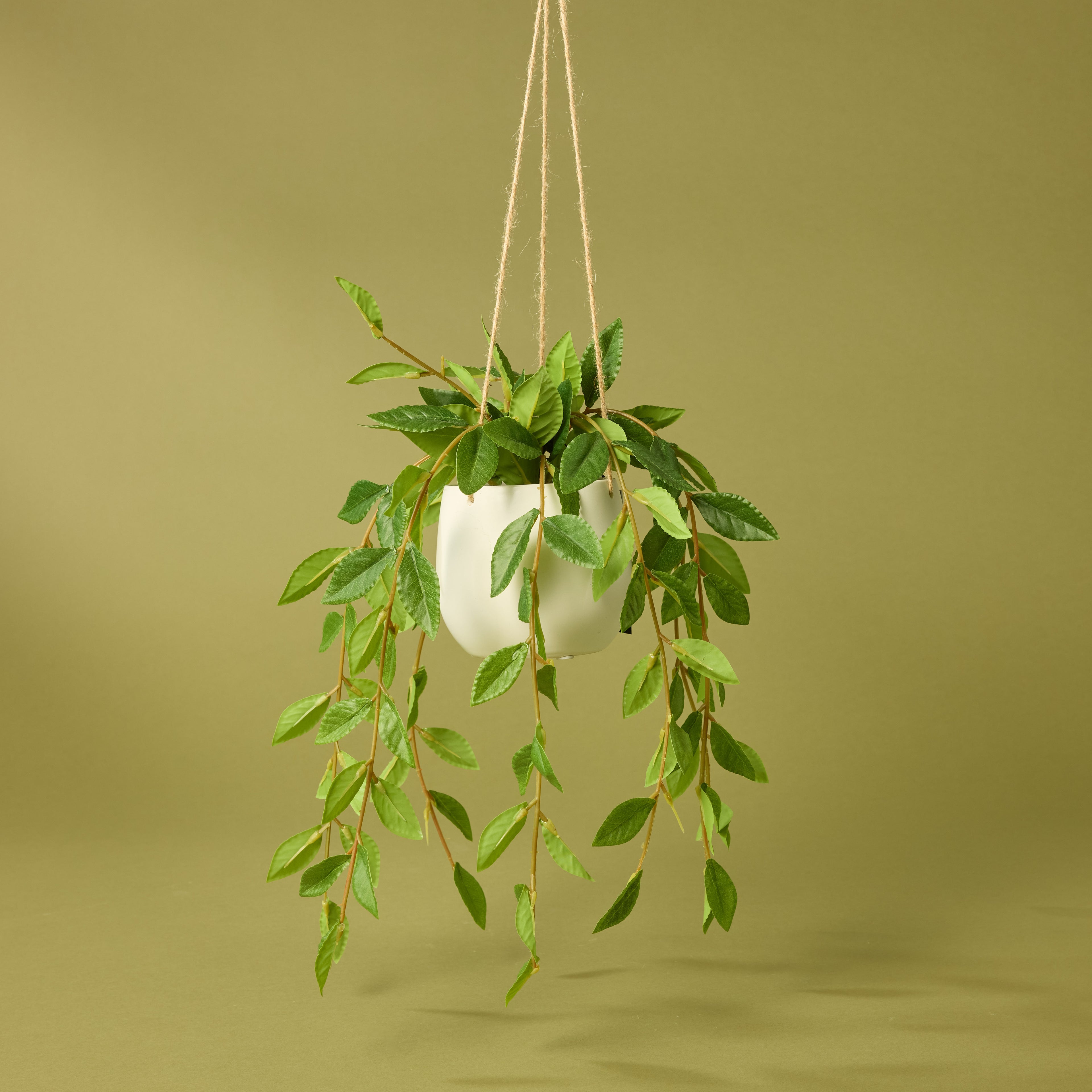 Faux Lush Leaf Hanging Pot | Green - 36cm