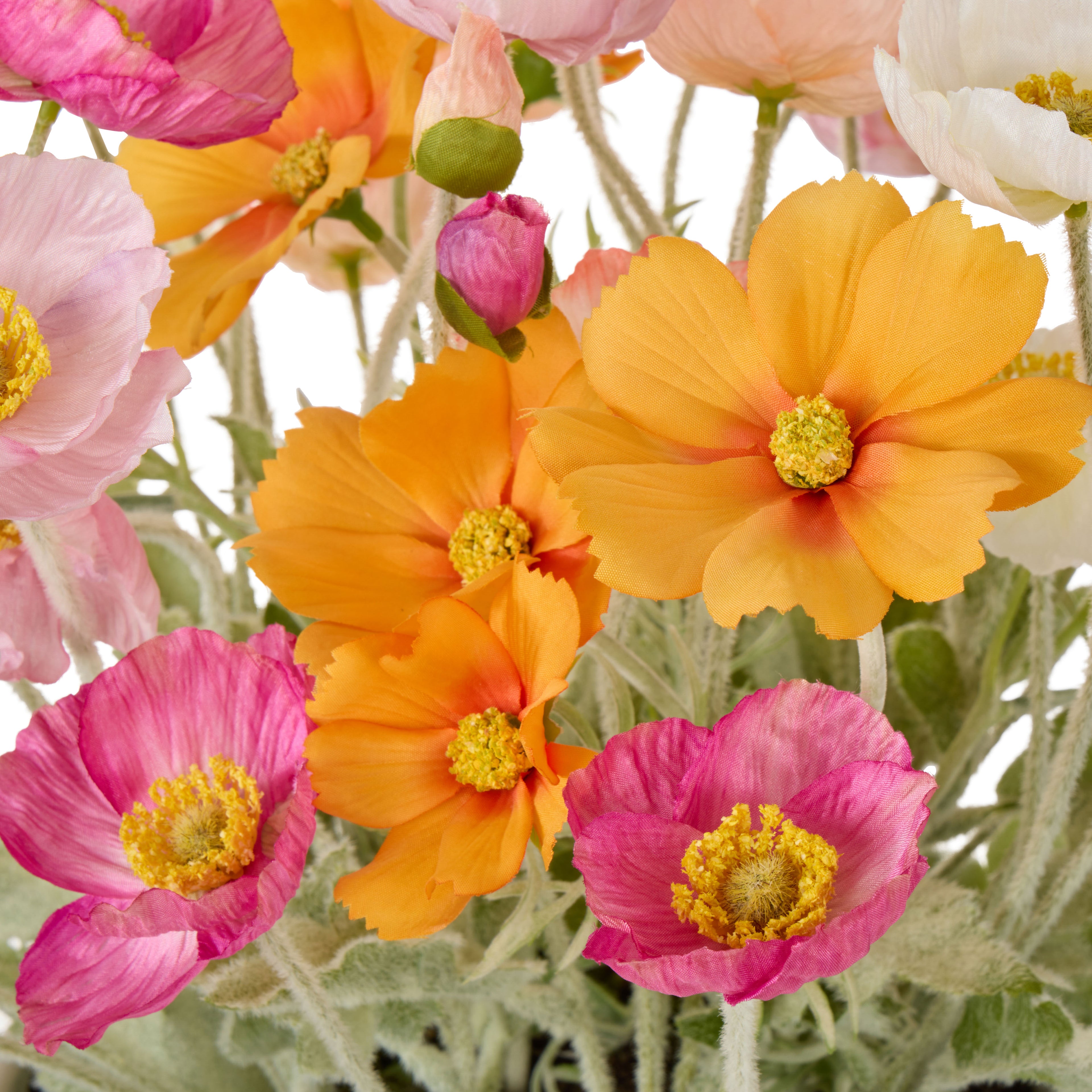 Faux Poppy Garden - Delos Planter | Pink - 40cm