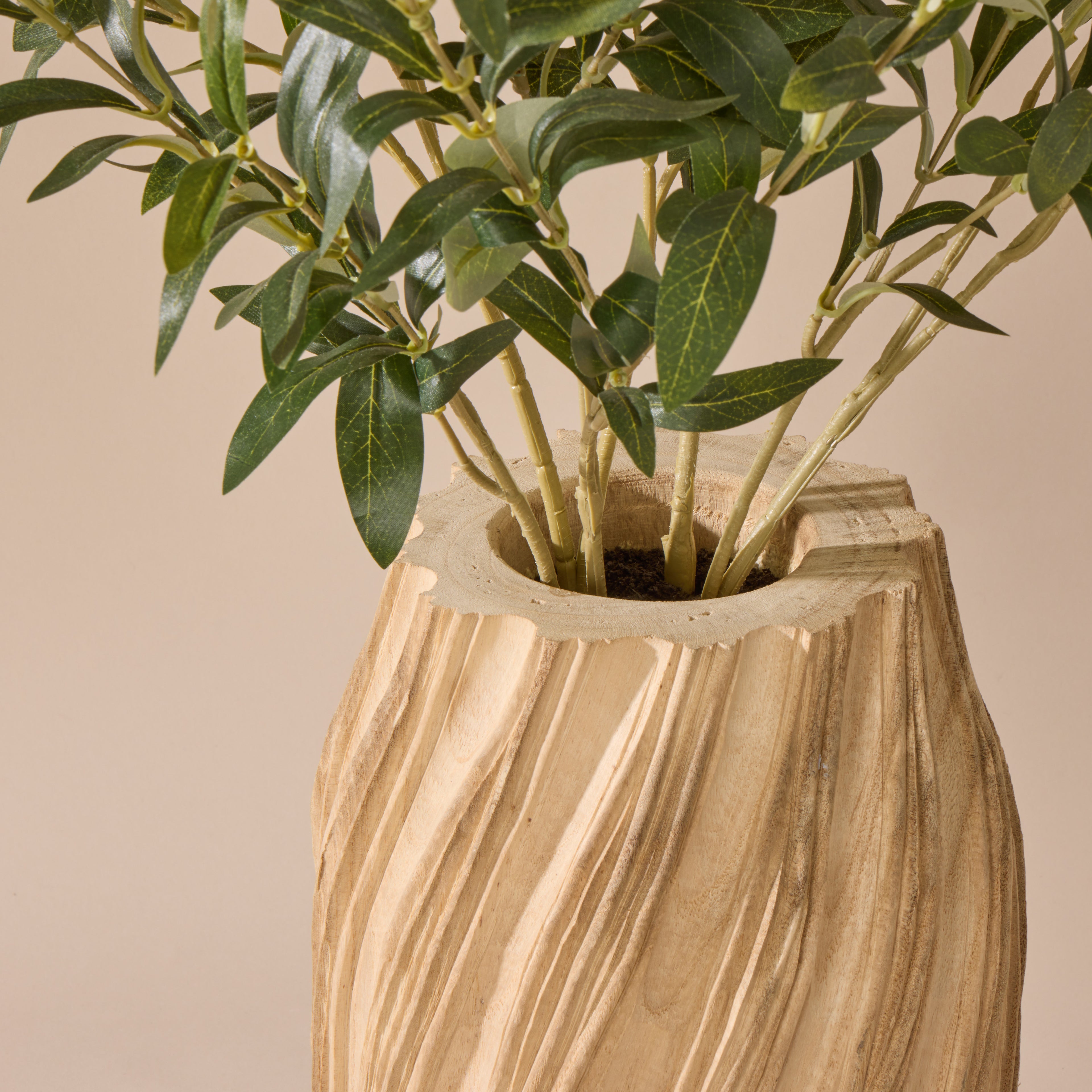 Faux Olive - Dansk Ribbed Vase | Natural - 70cm