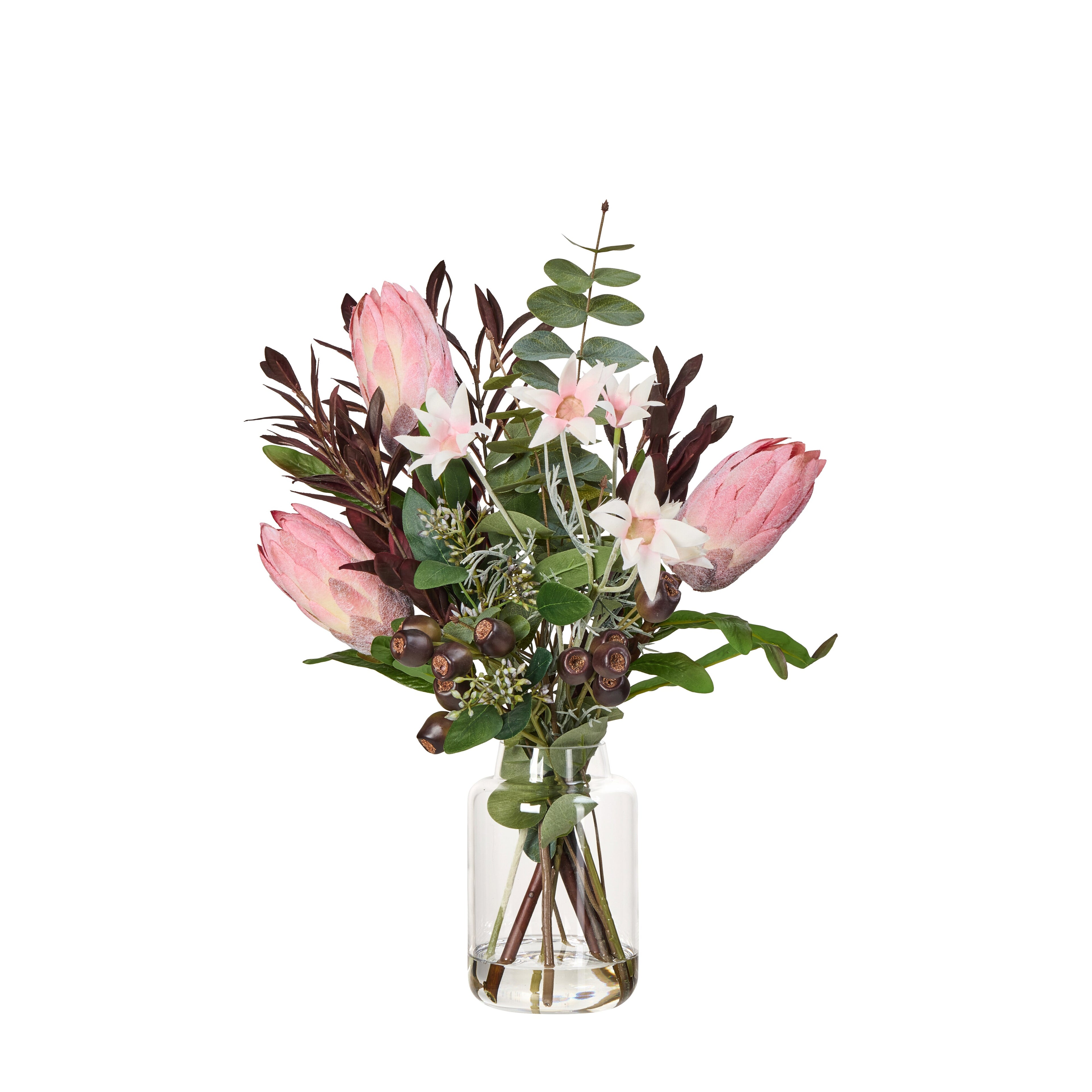 Faux Protea Native Mix - Pauline Vase | Pink - 49cm