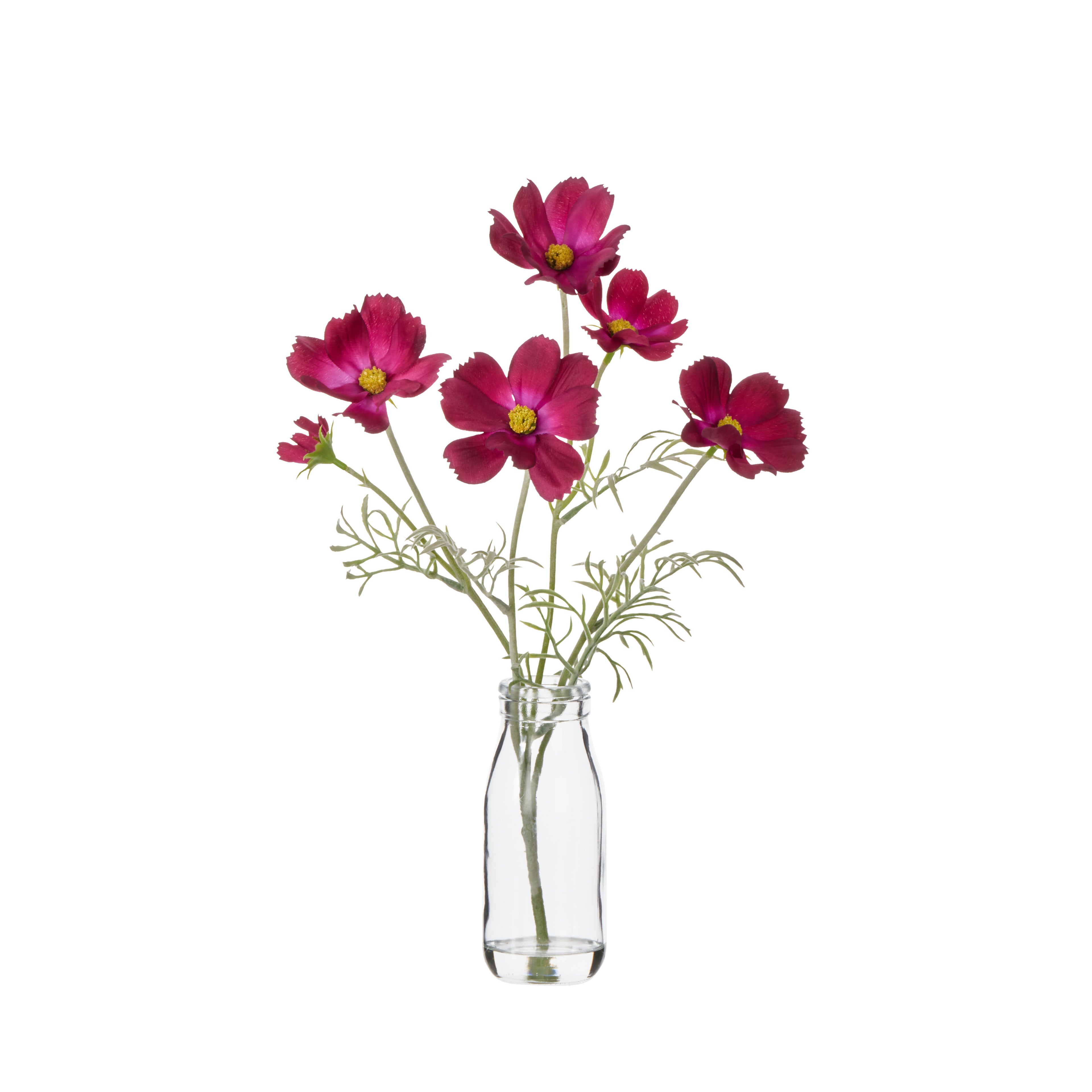 Faux Cosmos - Milk Bottle | Burgundy - 35cm
