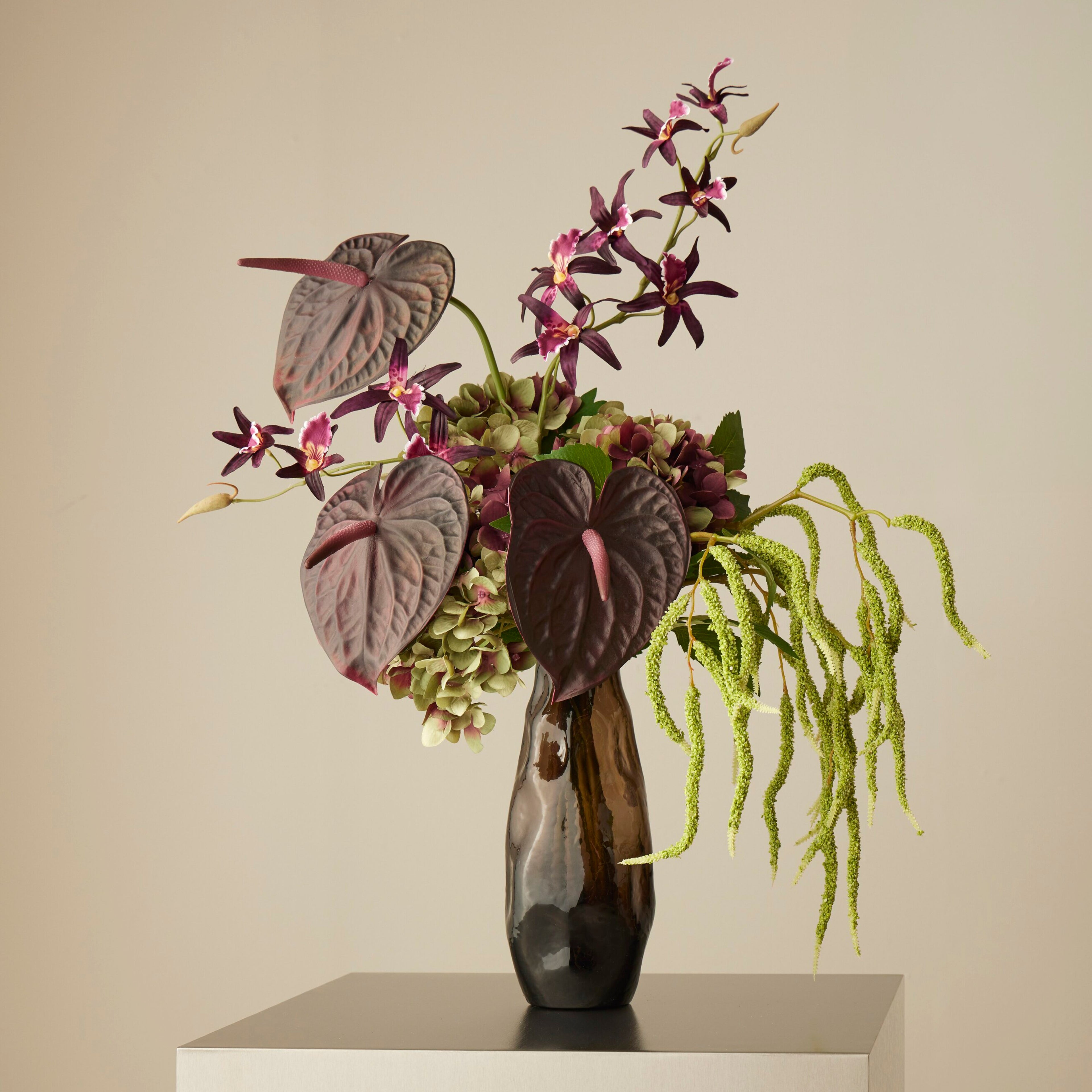 Faux Anthurium Hydrangea Mix - Miya | Burgundy - 73cm
