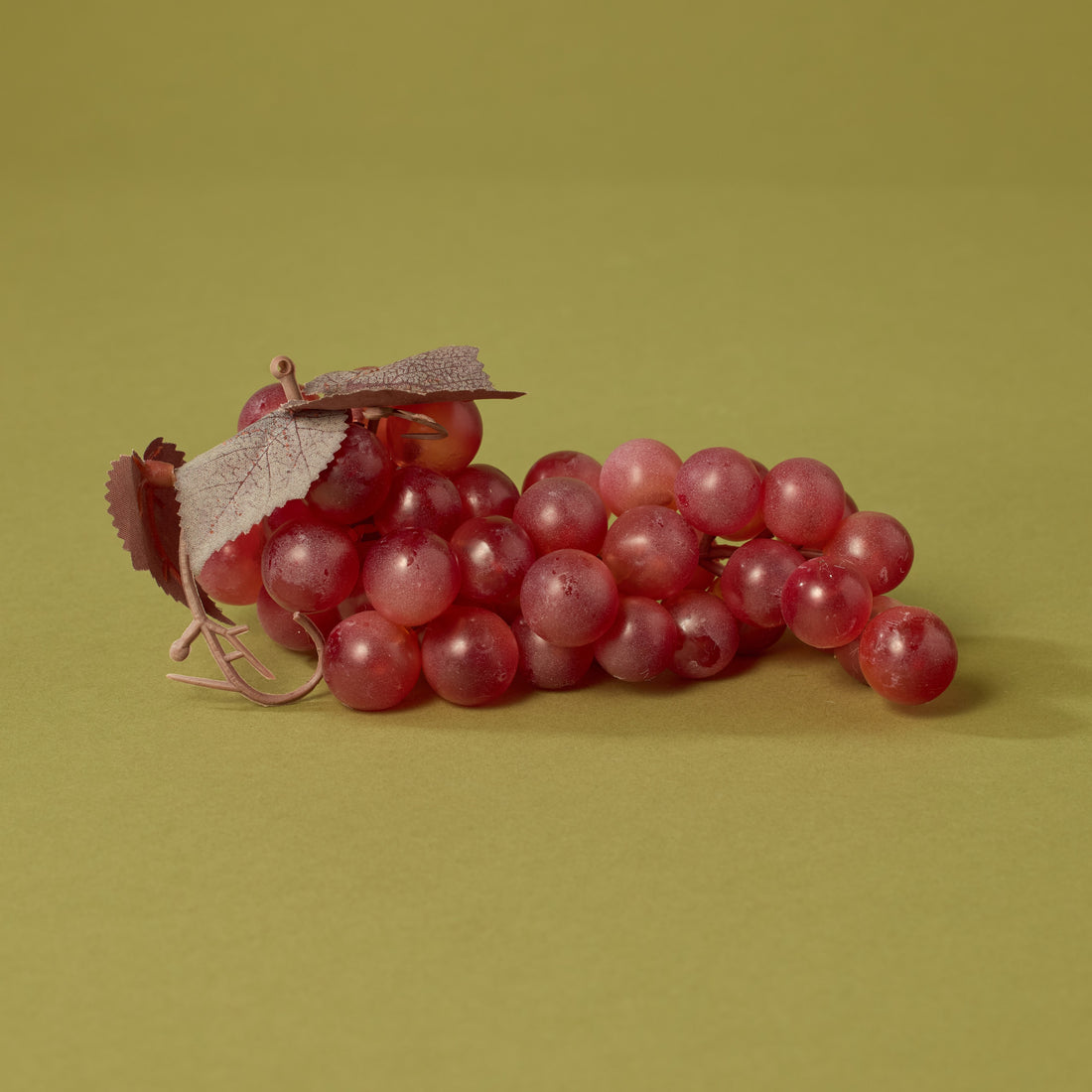 Faux Red Grapes With Leaves | 20cm