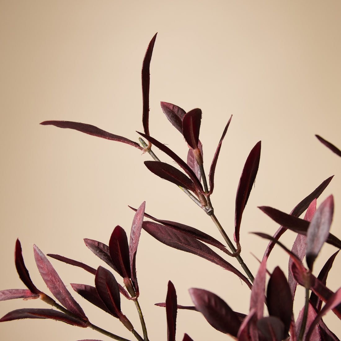 Faux Olive Leaf Spray | Burgundy - 81cm