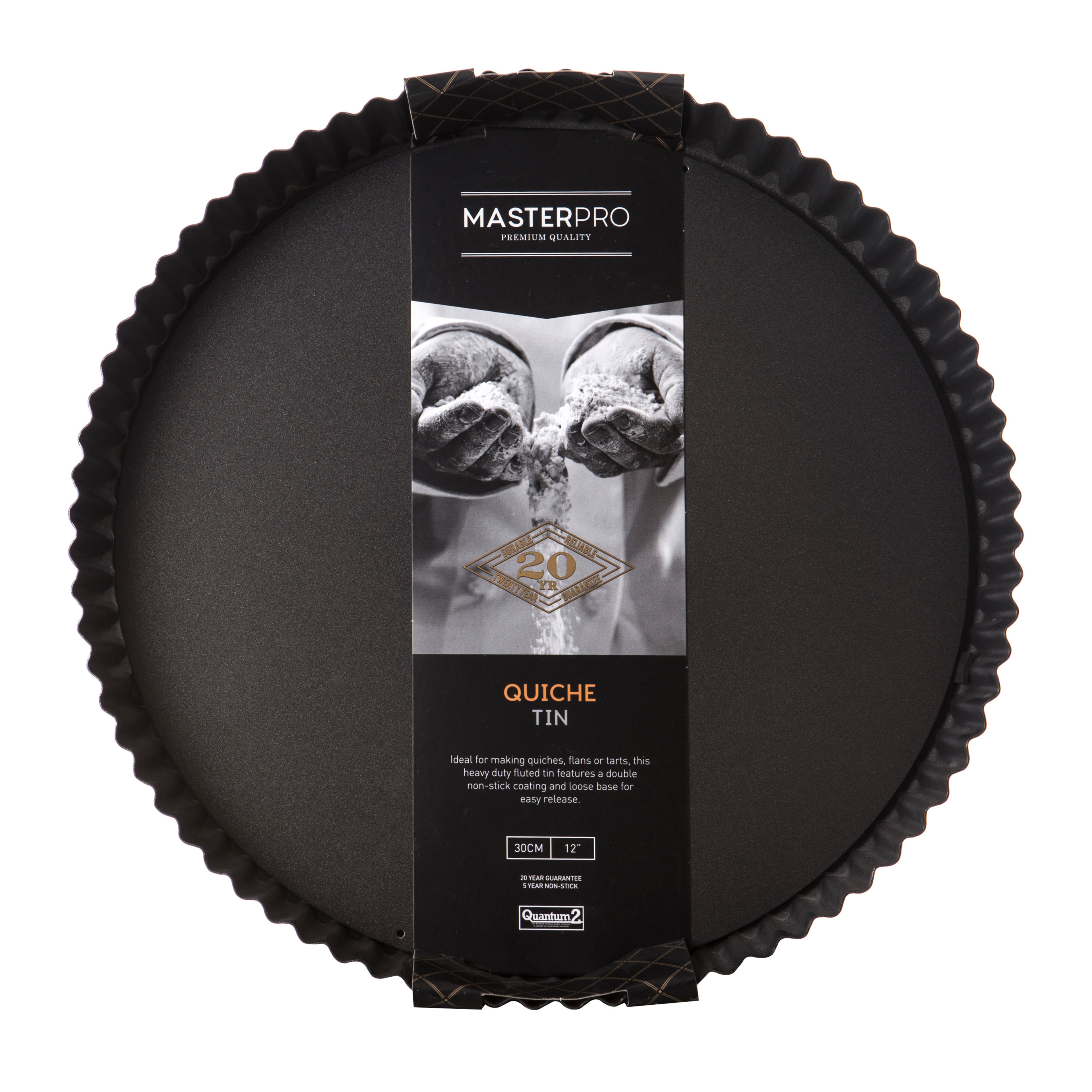 MasterPro Non-Stick Loose Base Round Flan/Quiche Tin Black