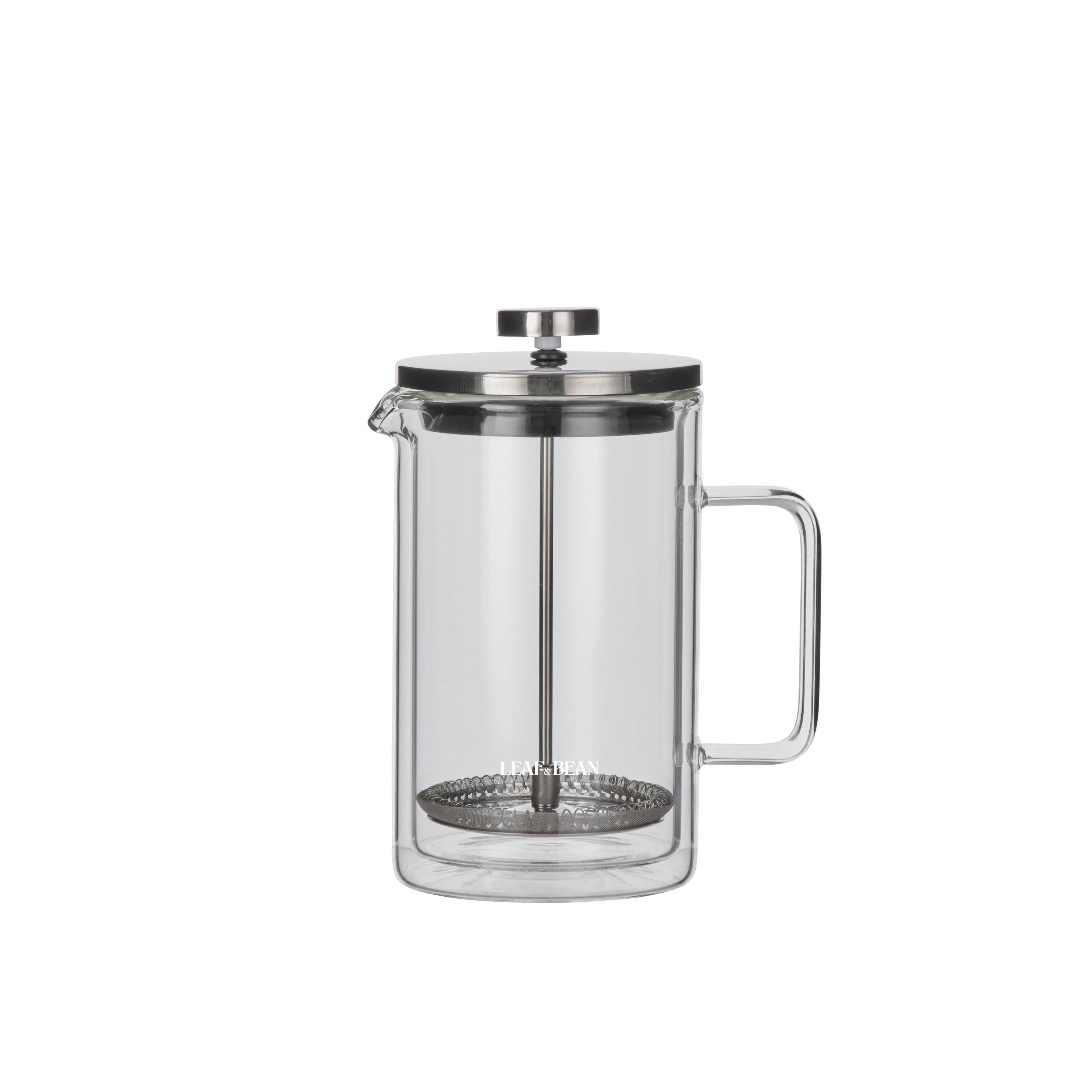 Leaf & Bean Double Wall Glass Plunger 4 Cups Clear