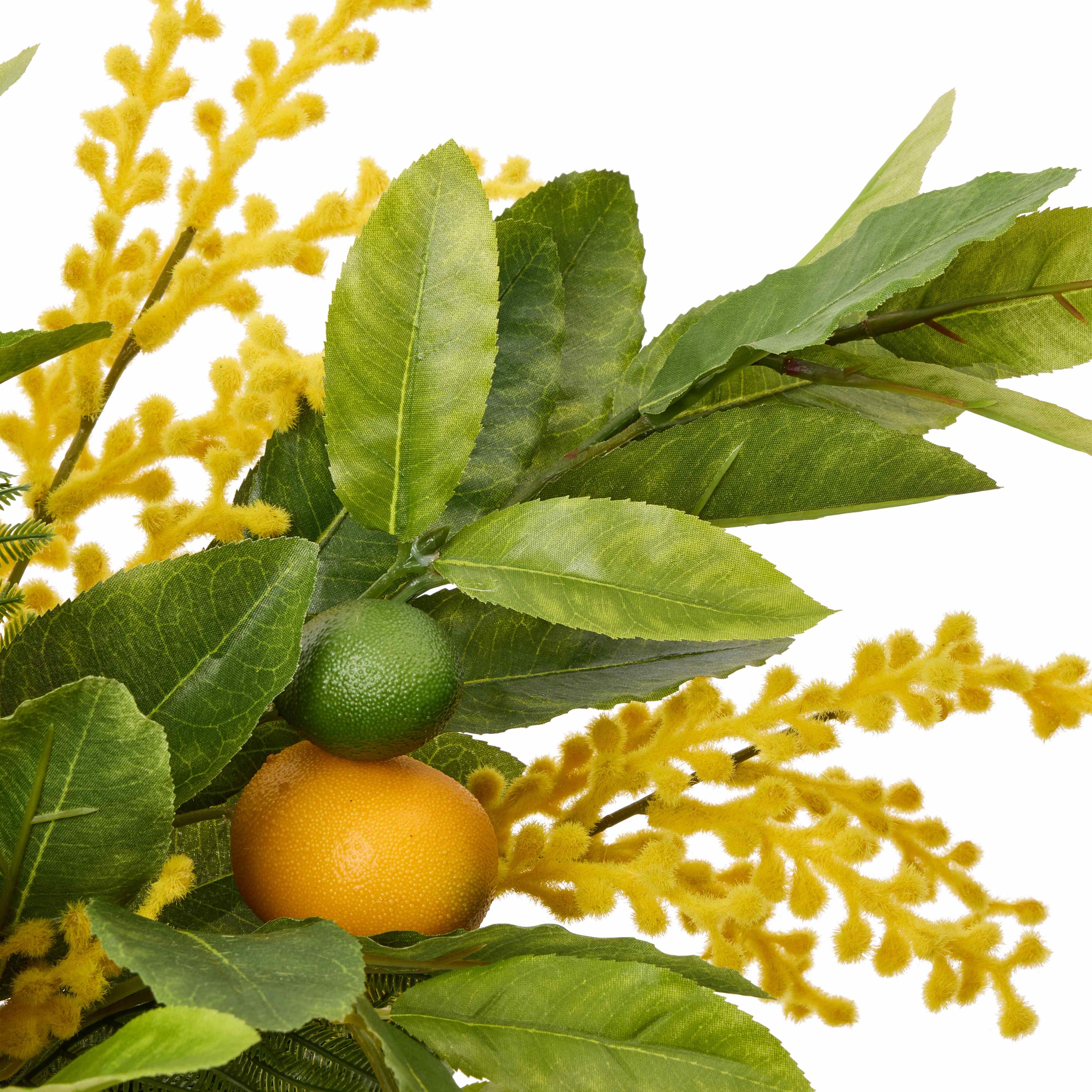 Faux Lemon Wattle Mix - Pail Vase | Yellow - 59cm
