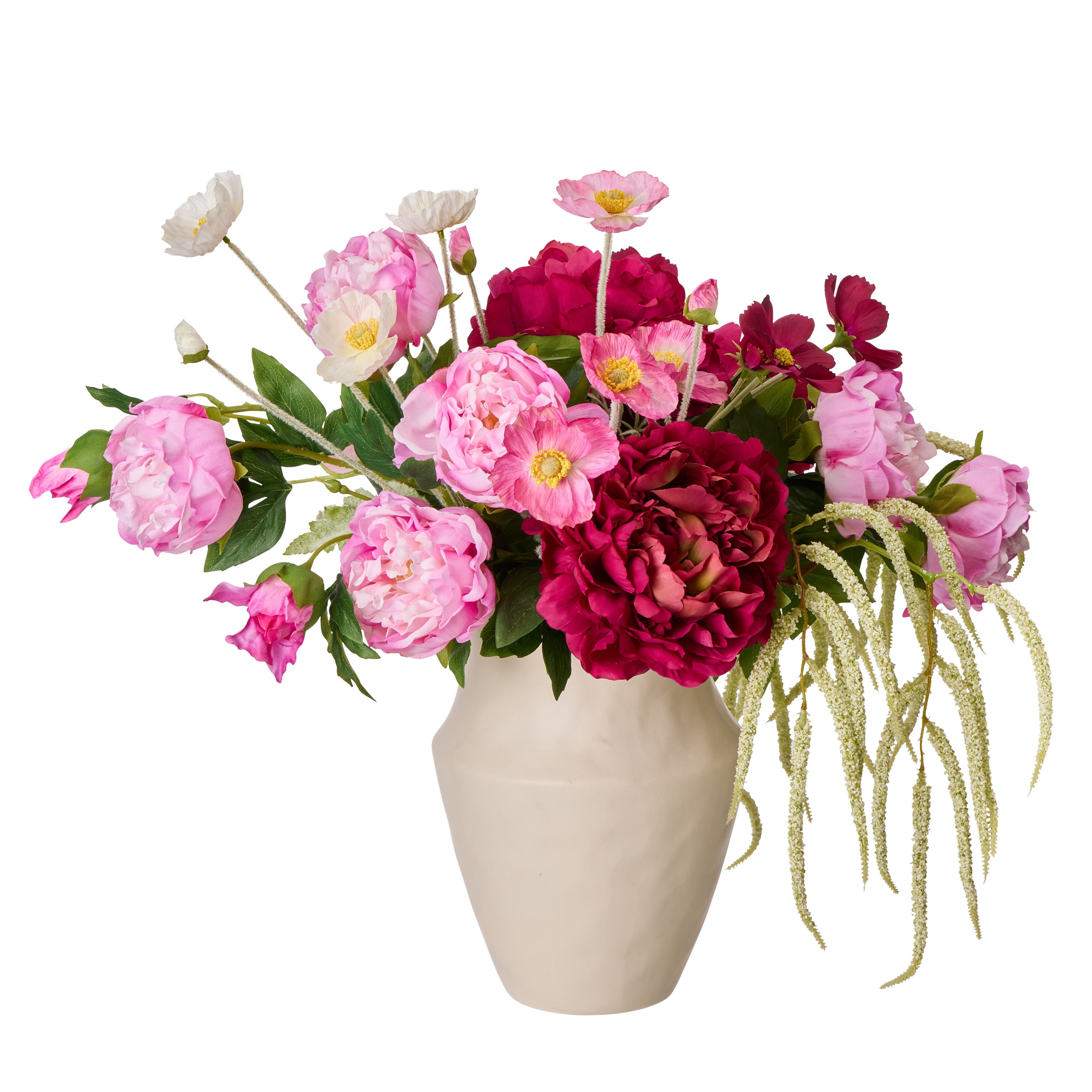 Faux Peony Poppy Mix - Alani Vase| Pink - 55cm