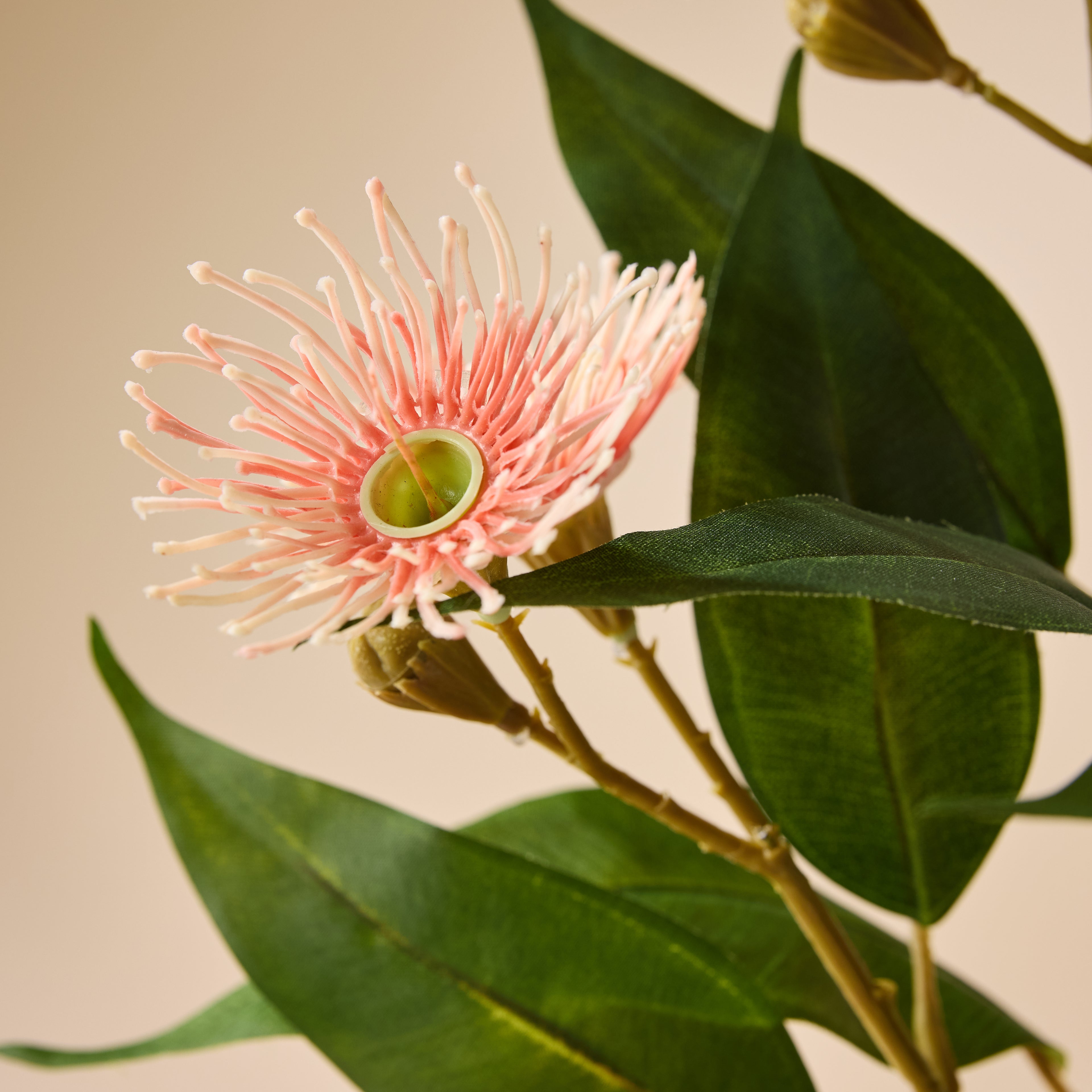 Faux Eucalyptus Flower Spray | Pink - 62cm