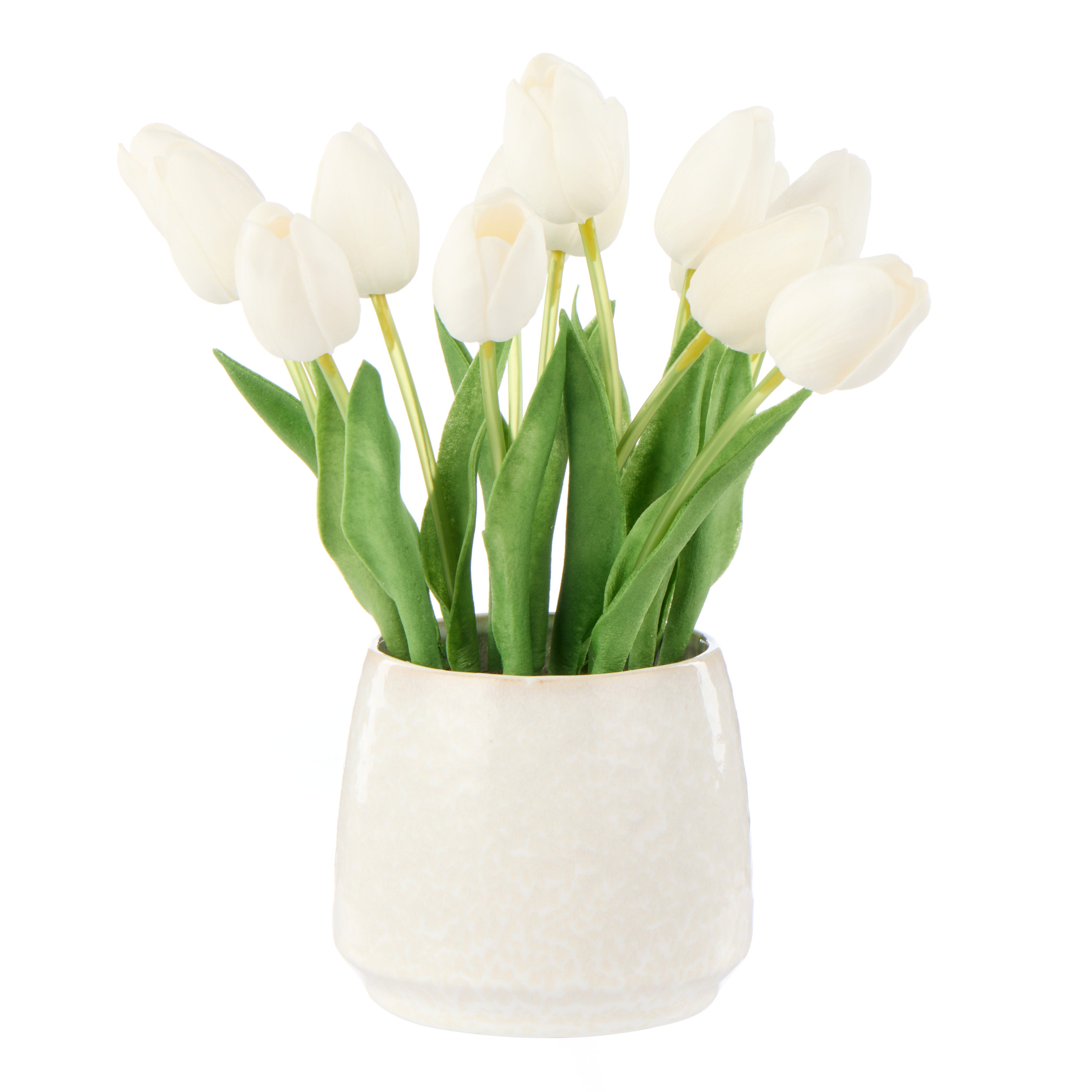 Faux Tulip Arrangement - Gianna Pot | White - 32cm