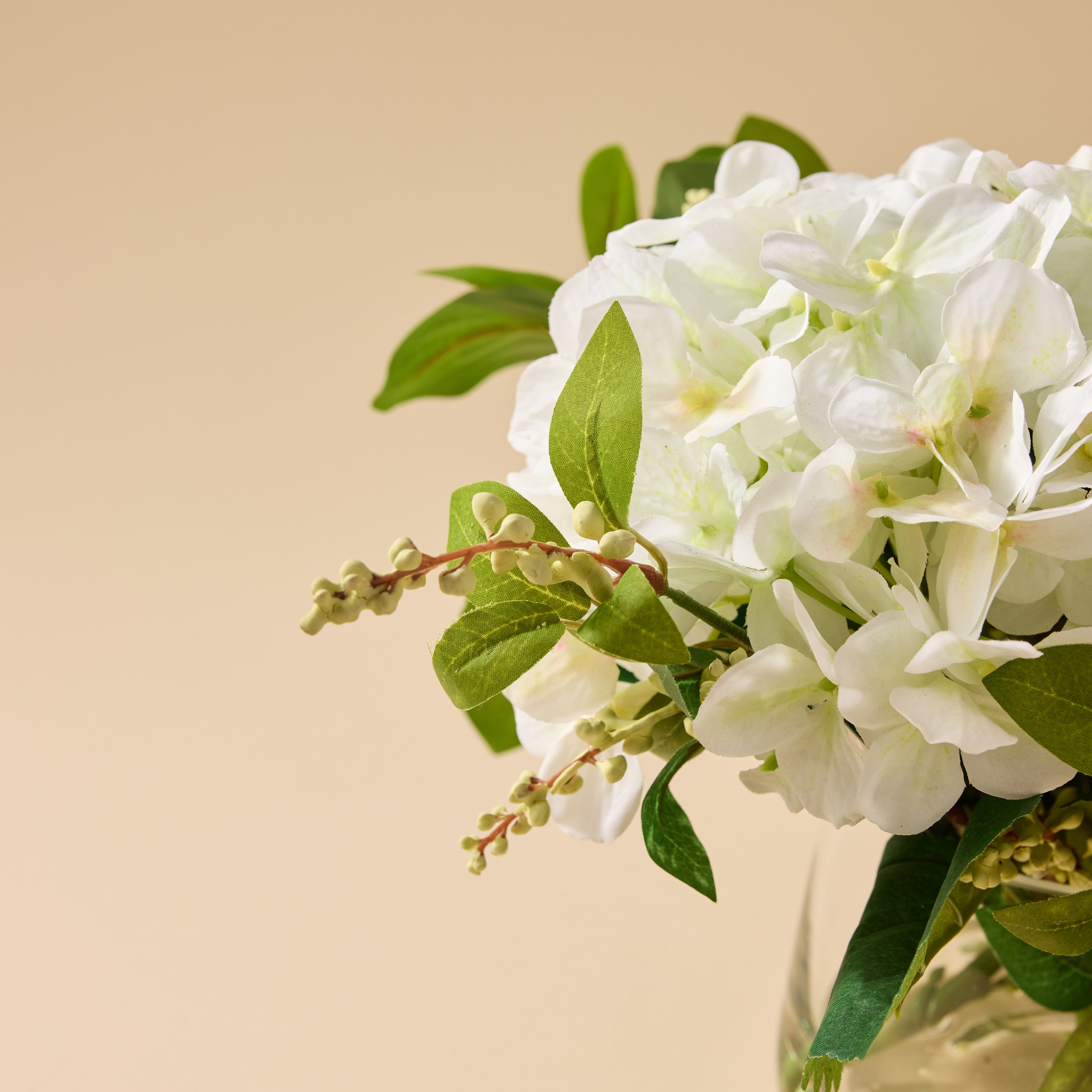 Faux Hydrangea Nite Berry - Classic Bowl | White - 43cm