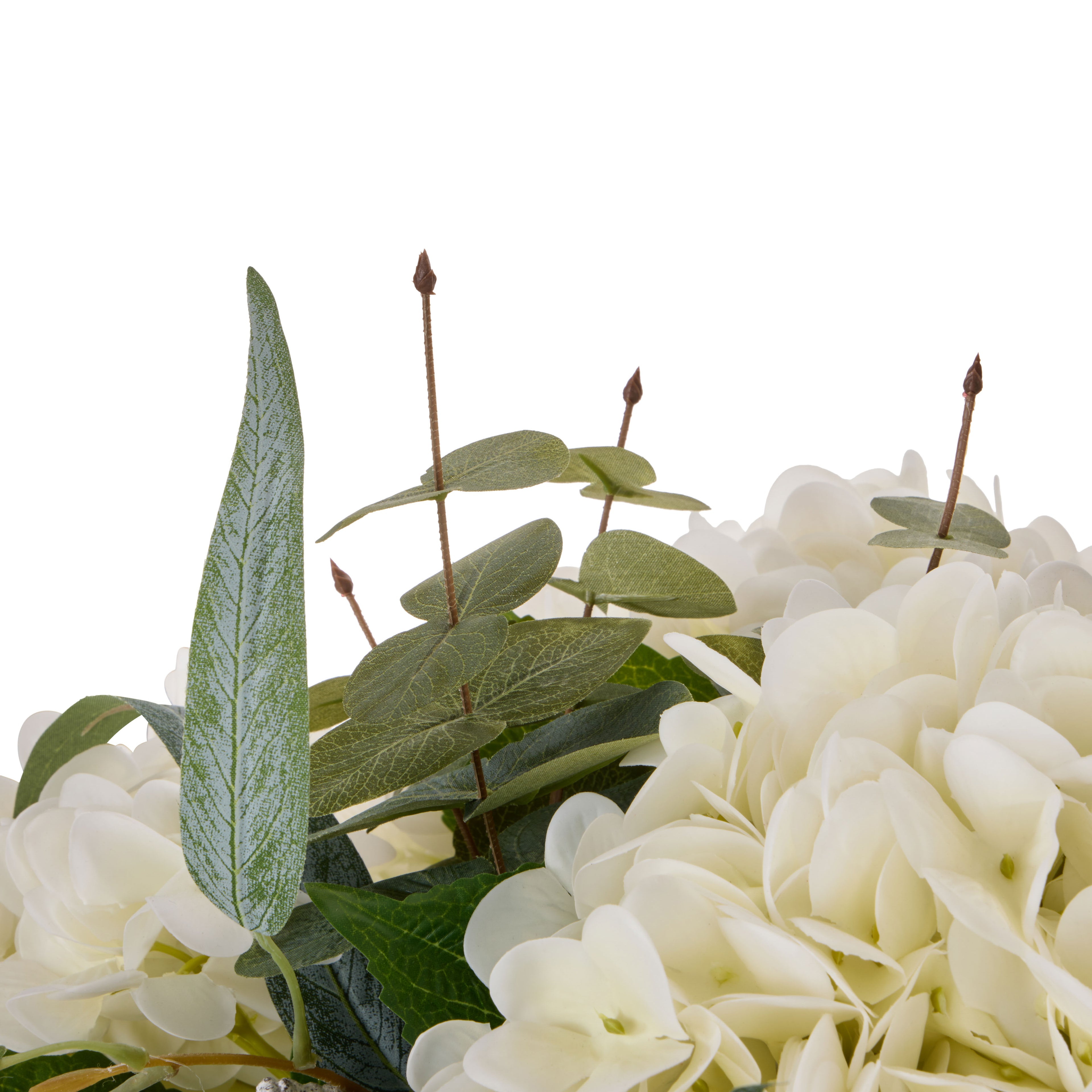 Faux Hydrangea Native Mix - Bowl |White - 35cm