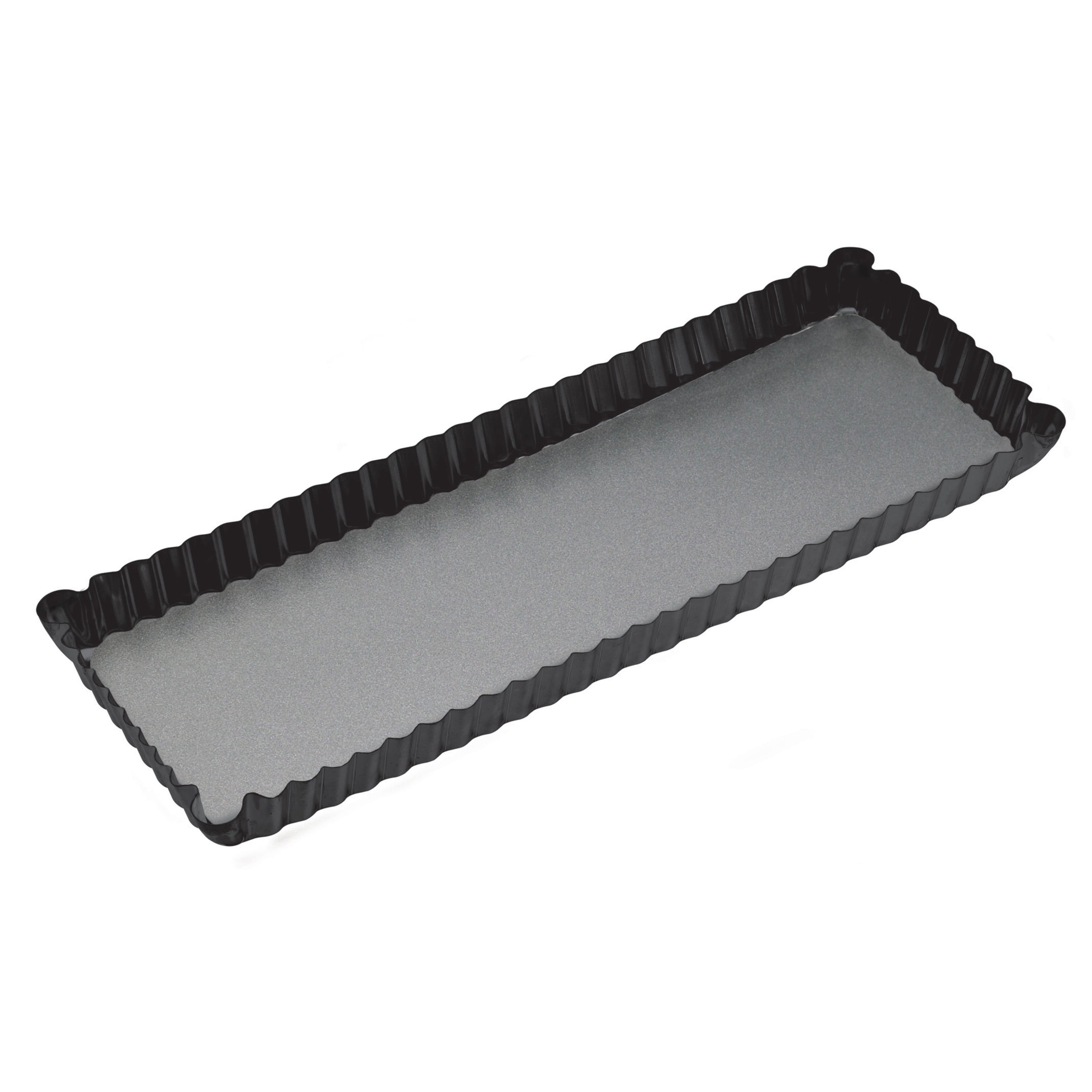 MasterPro Non-Stick Loose Base Fluted Rectangular Flan/Quiche Tin Black