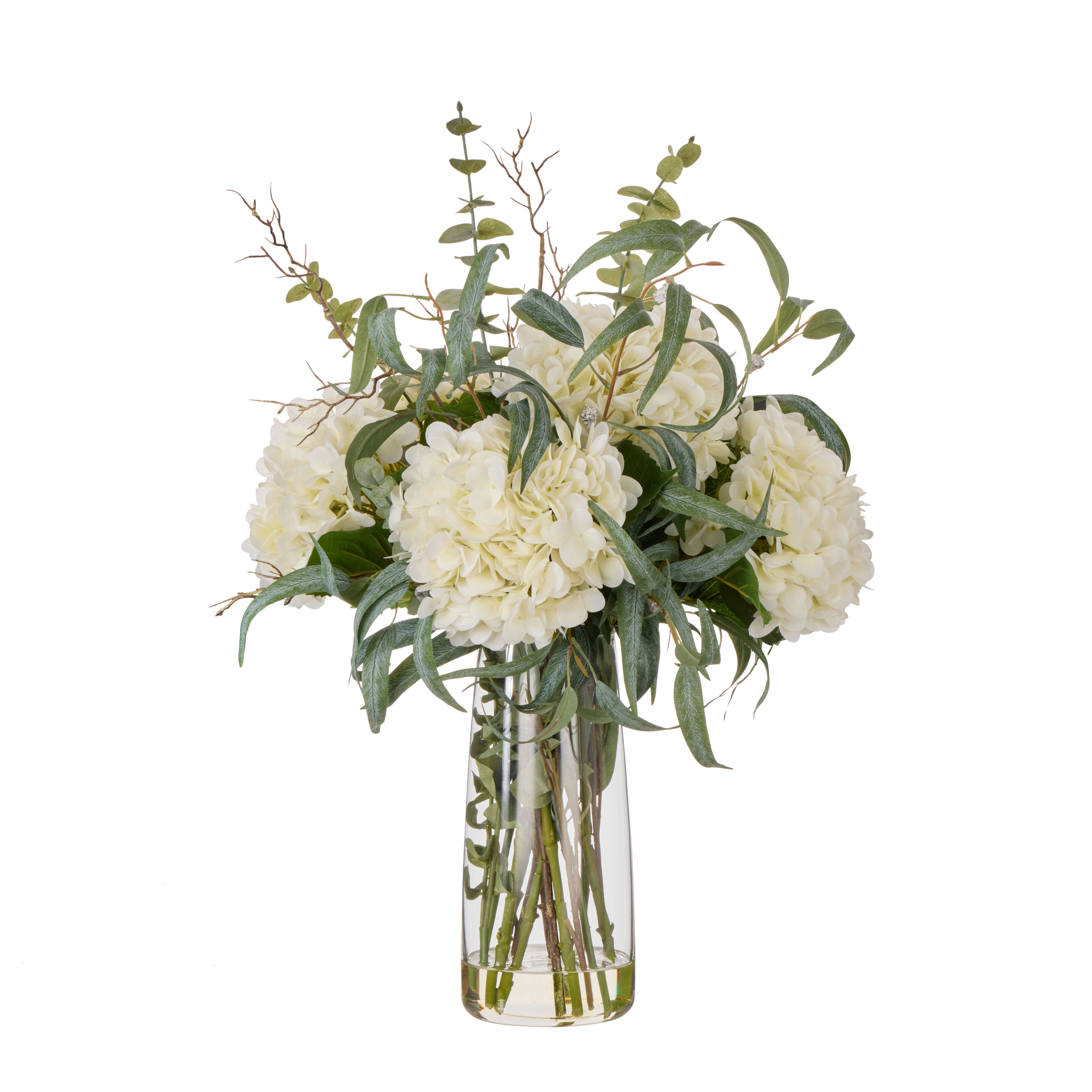 Faux Hydrangea Native Mix - Alana Vase | White - 80cm