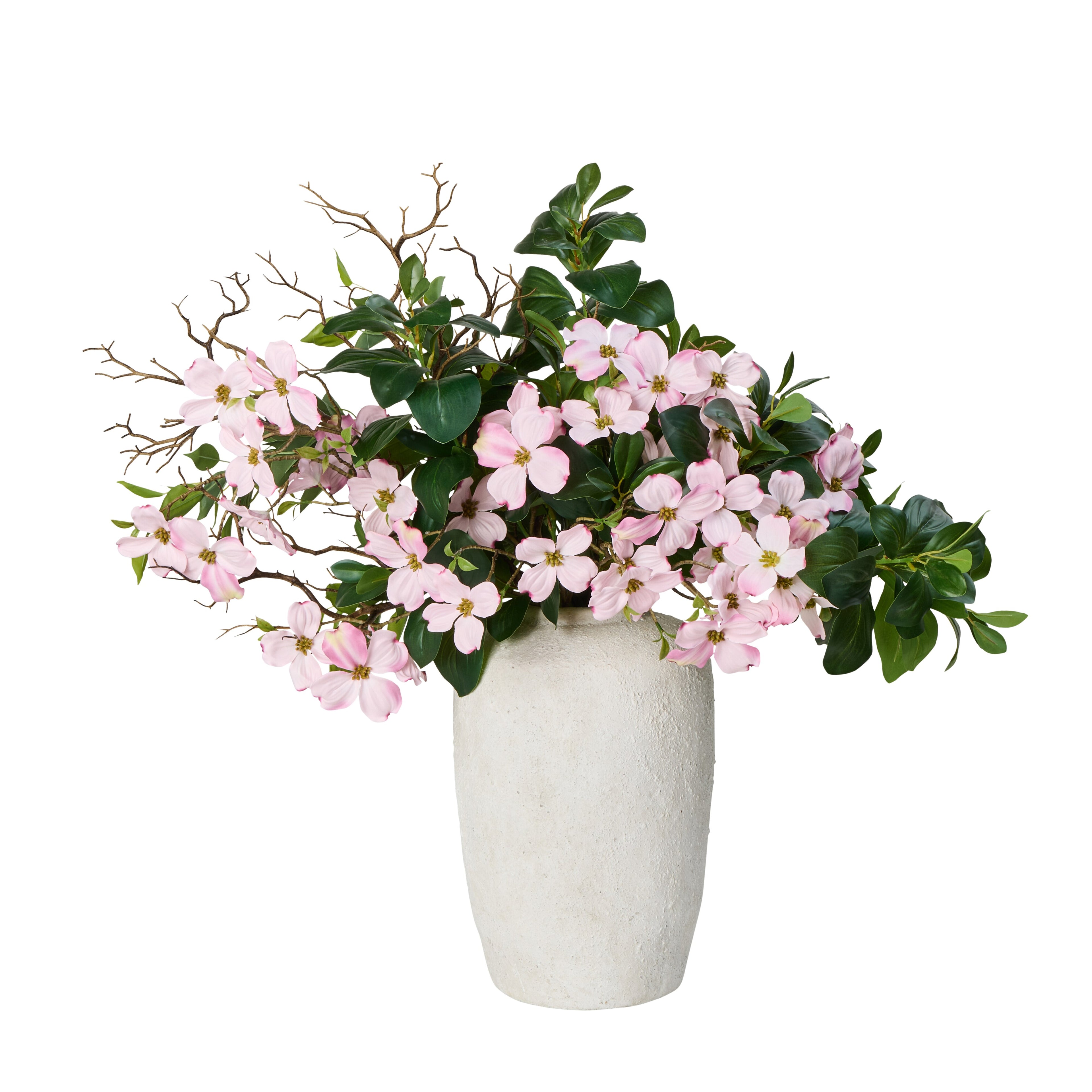 Faux Dogwood Ficus Mix - Lanah Vase| Pink/Green - 80cm