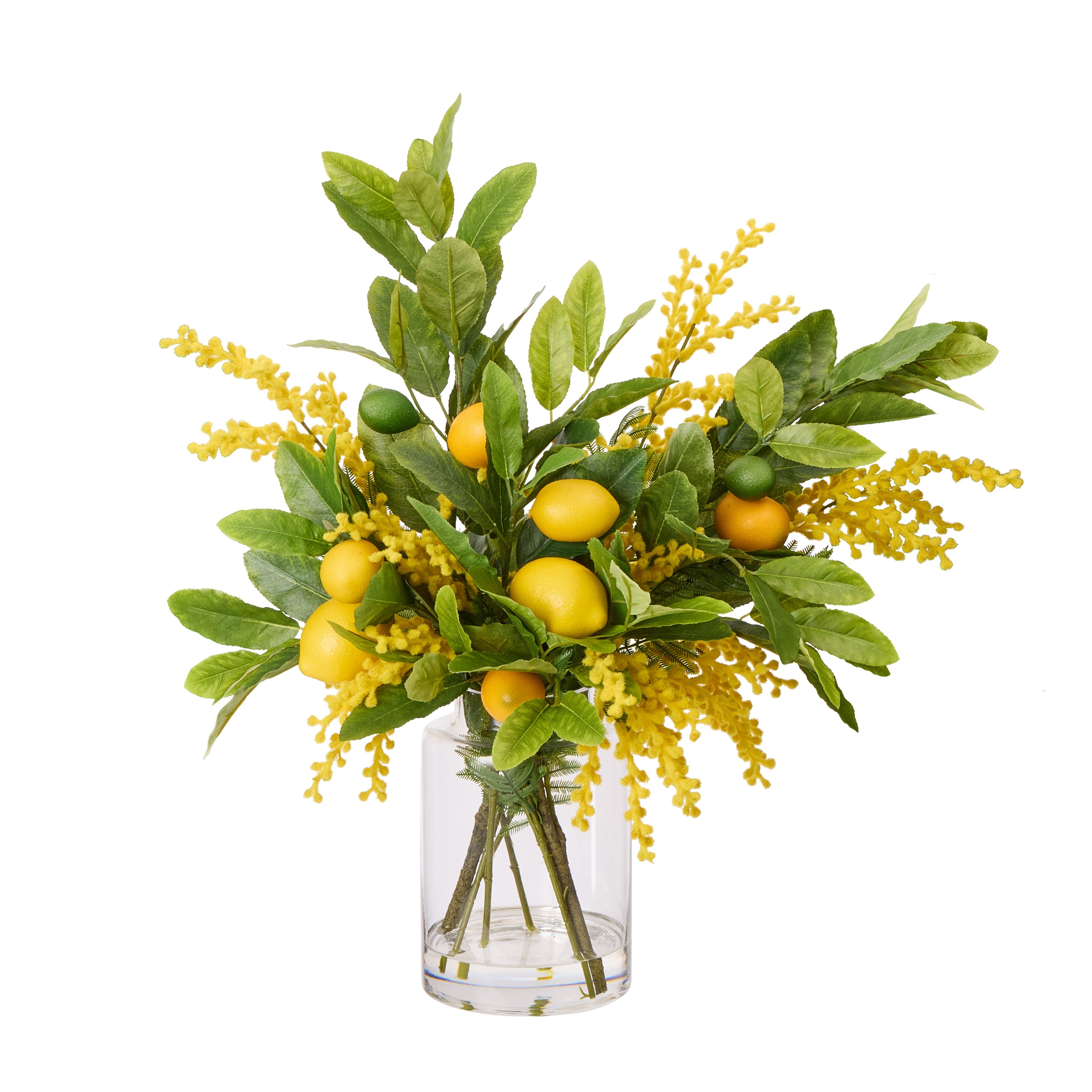 Faux Lemon Wattle Mix - Pail Vase | Yellow - 59cm