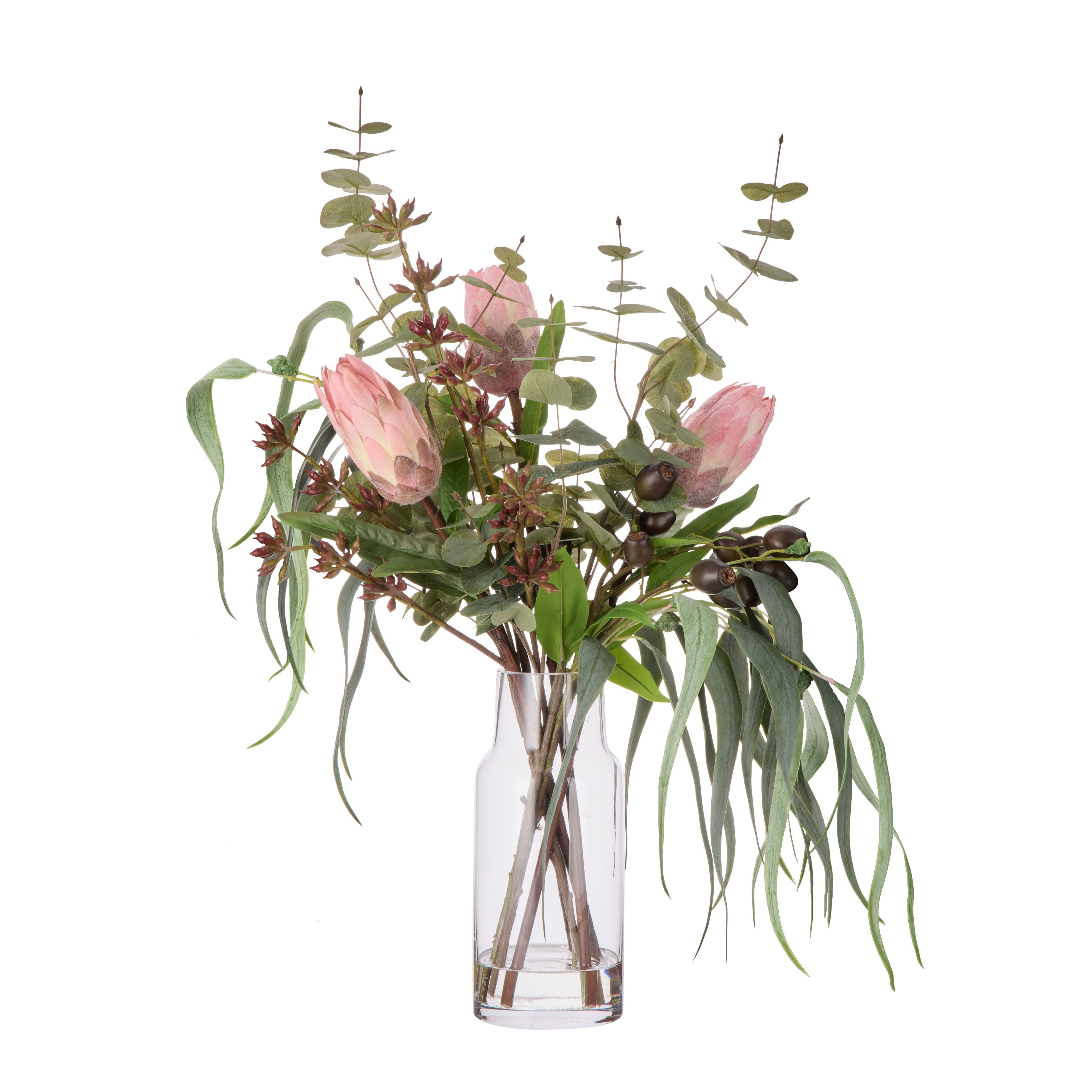 Faux Protea Seeding Mix -Pauline Vase | Pink - 68cm
