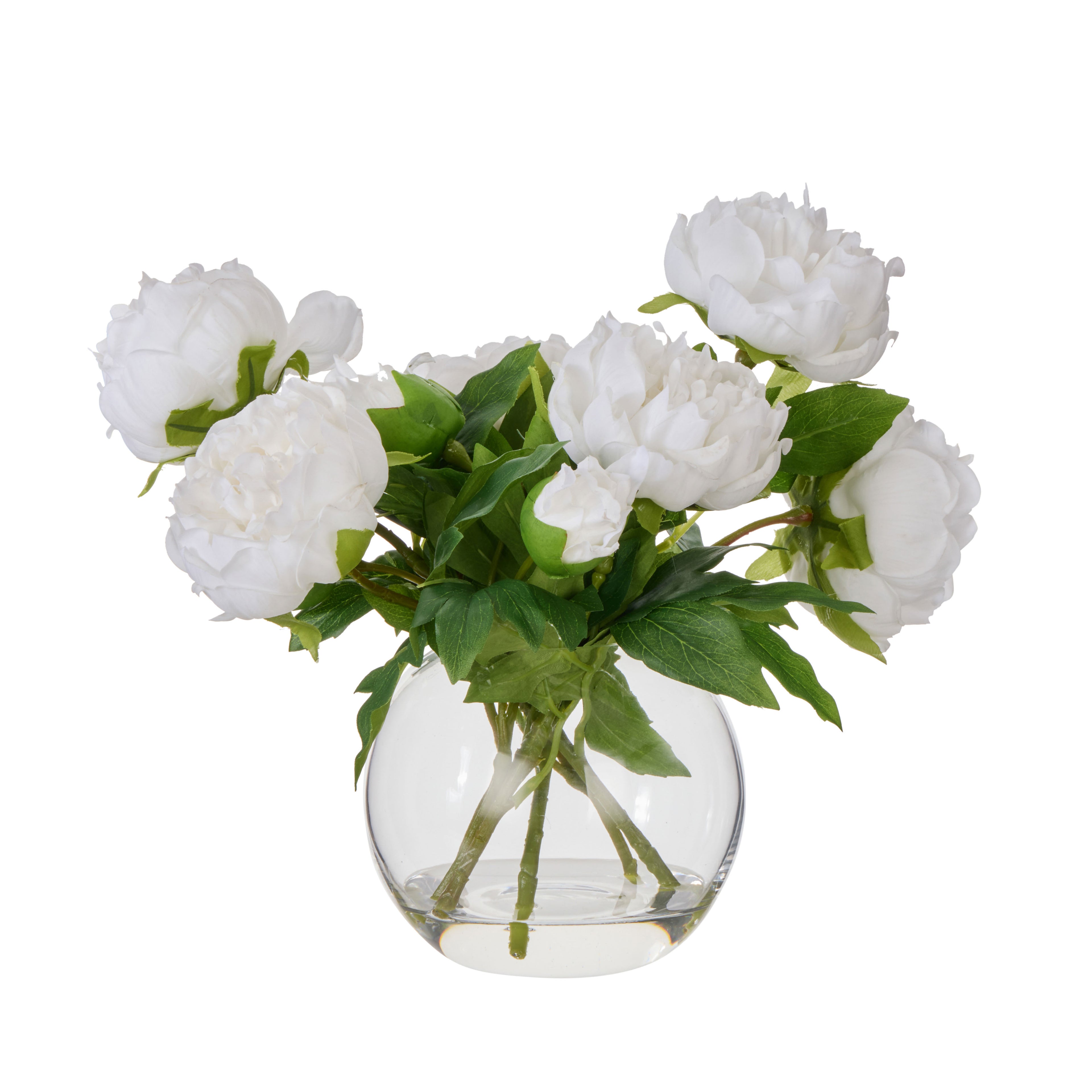 Faux Peony - Sphere Vase| White - 35cm