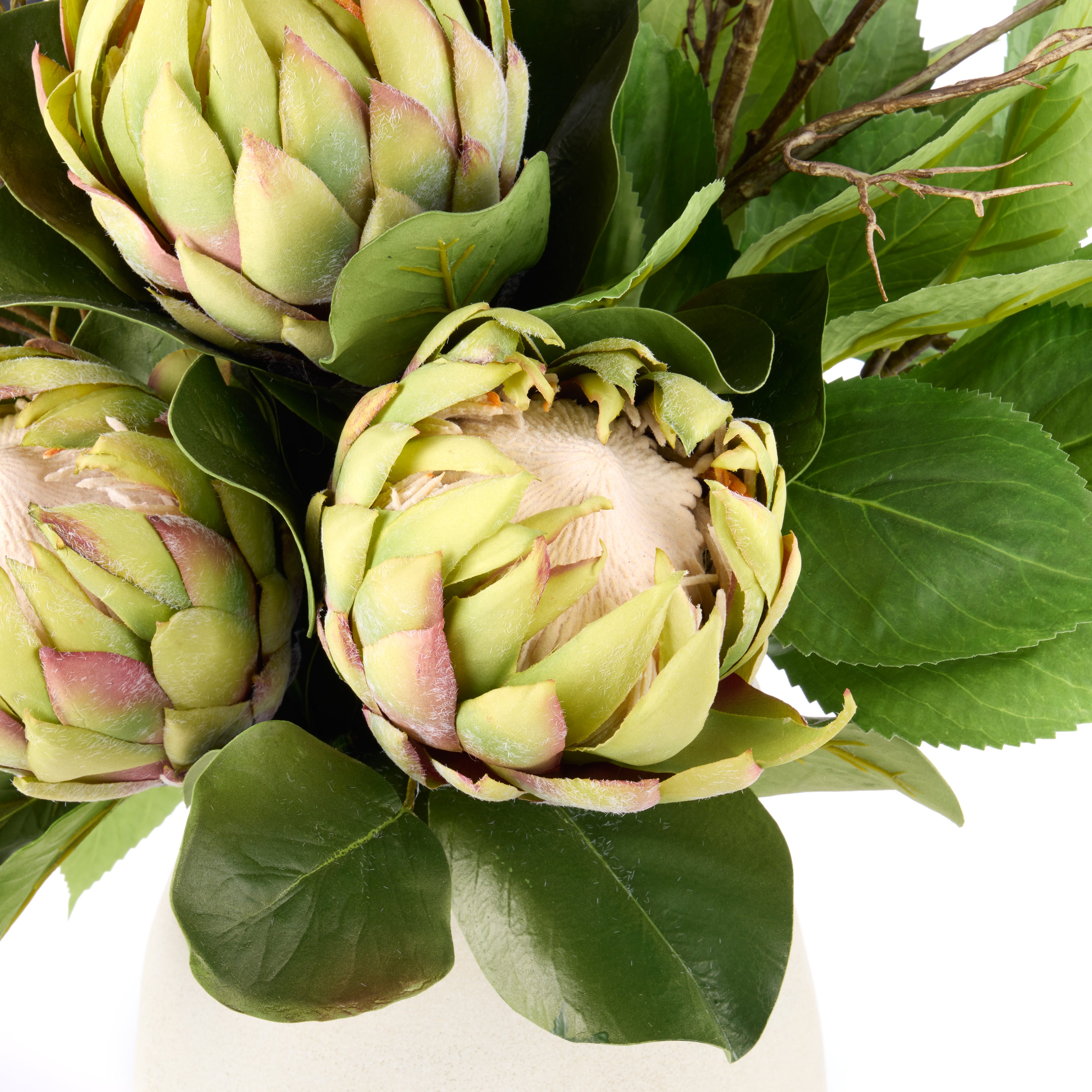 Faux Protea Fig Berry Mix Arrangement - Maliah Pot | Green - 90cm