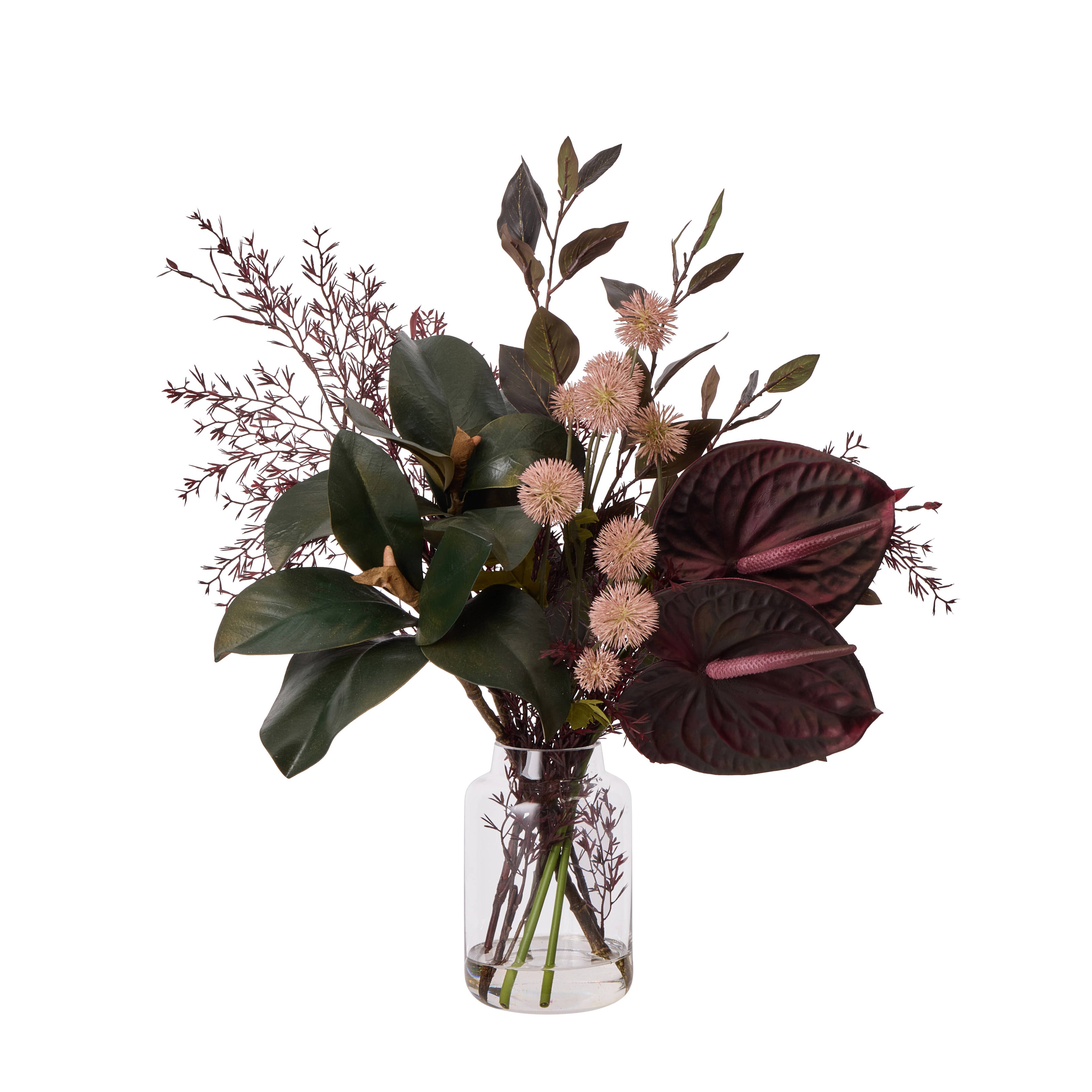Faux Anthurium Eucalyptus Mix - Pauline Vase | Purple - 54cm