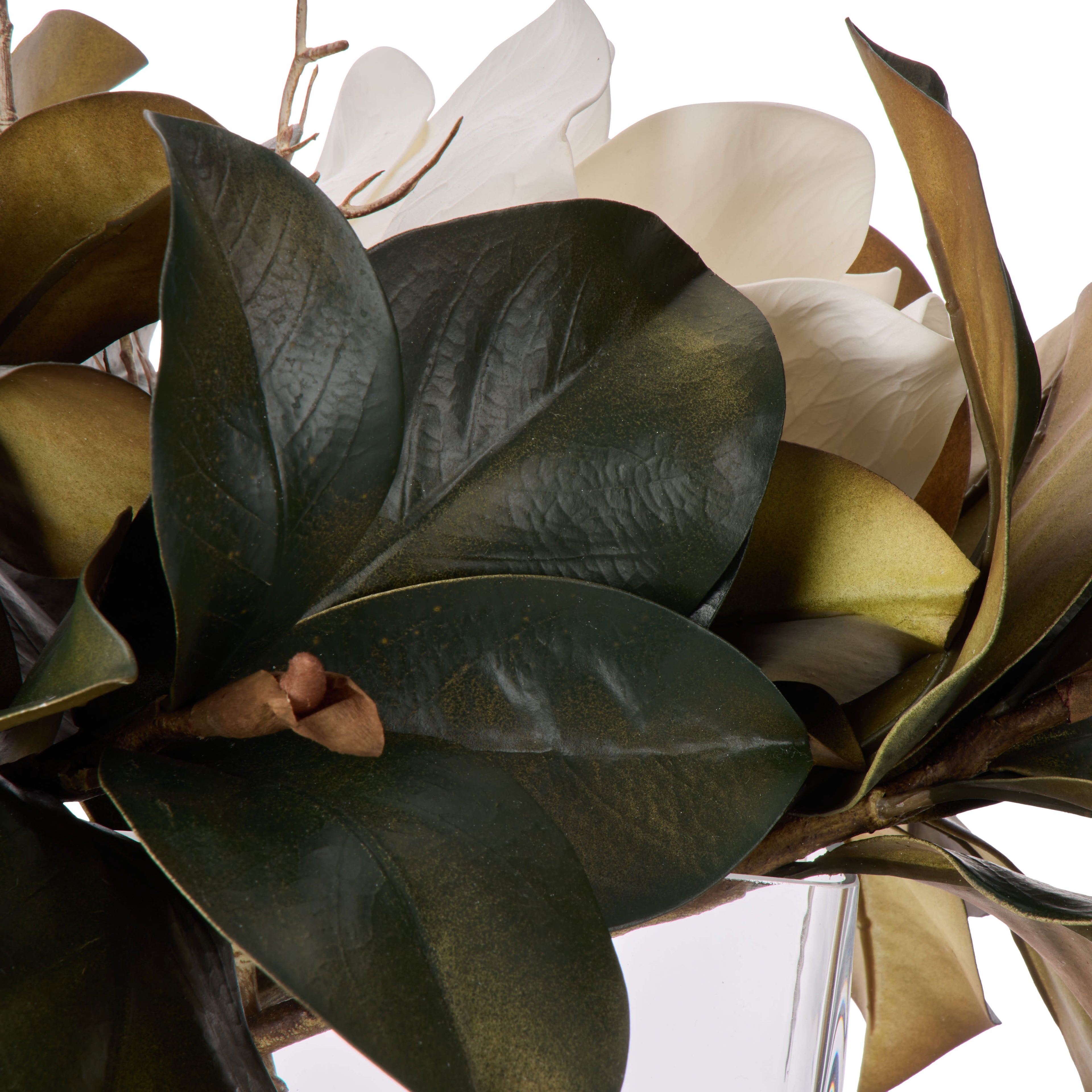 Faux Magnolia Twig - Esme Trough Vase| White - 38cm