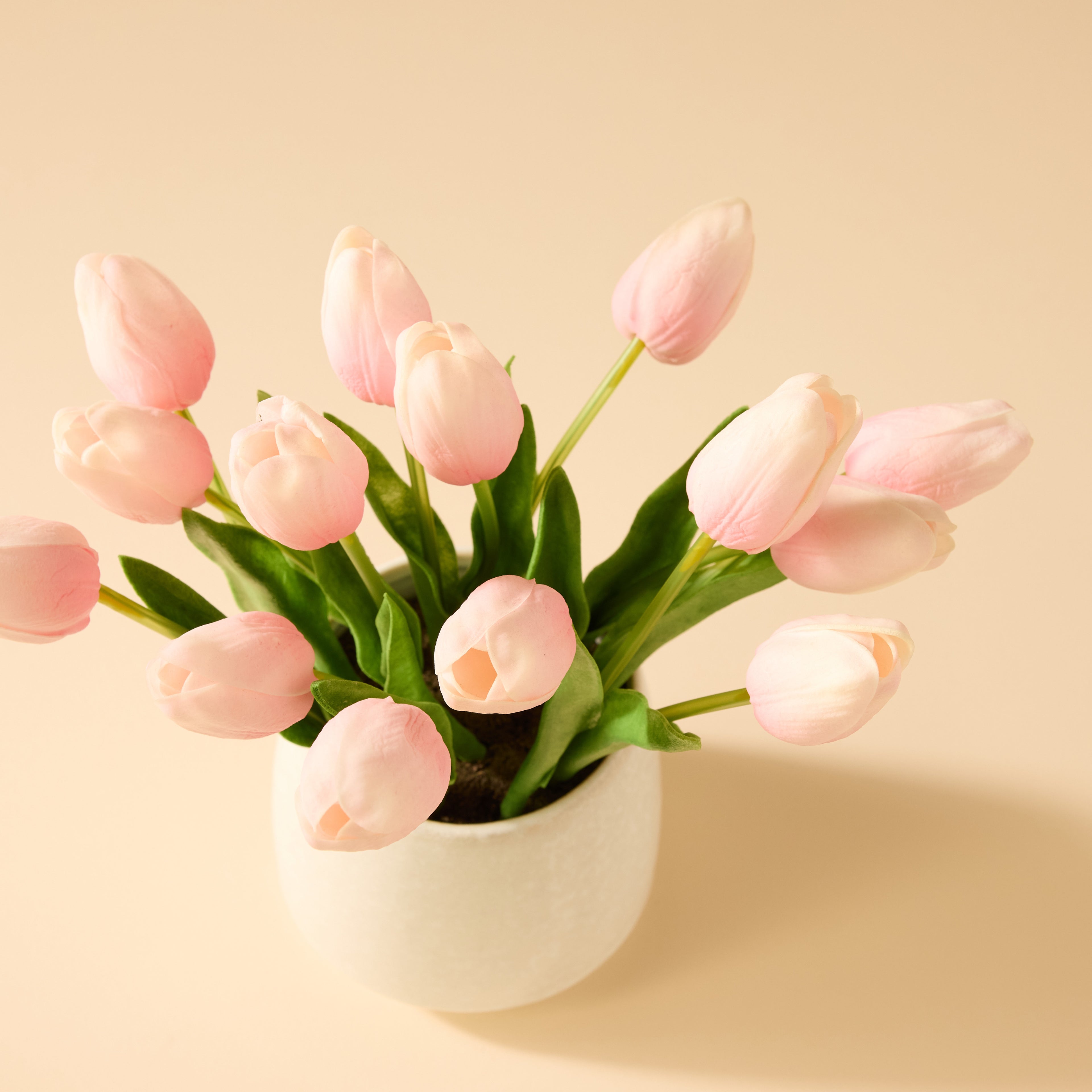 Faux Tulip Arrangement - Gianna Pot | Light Pink - 32cm