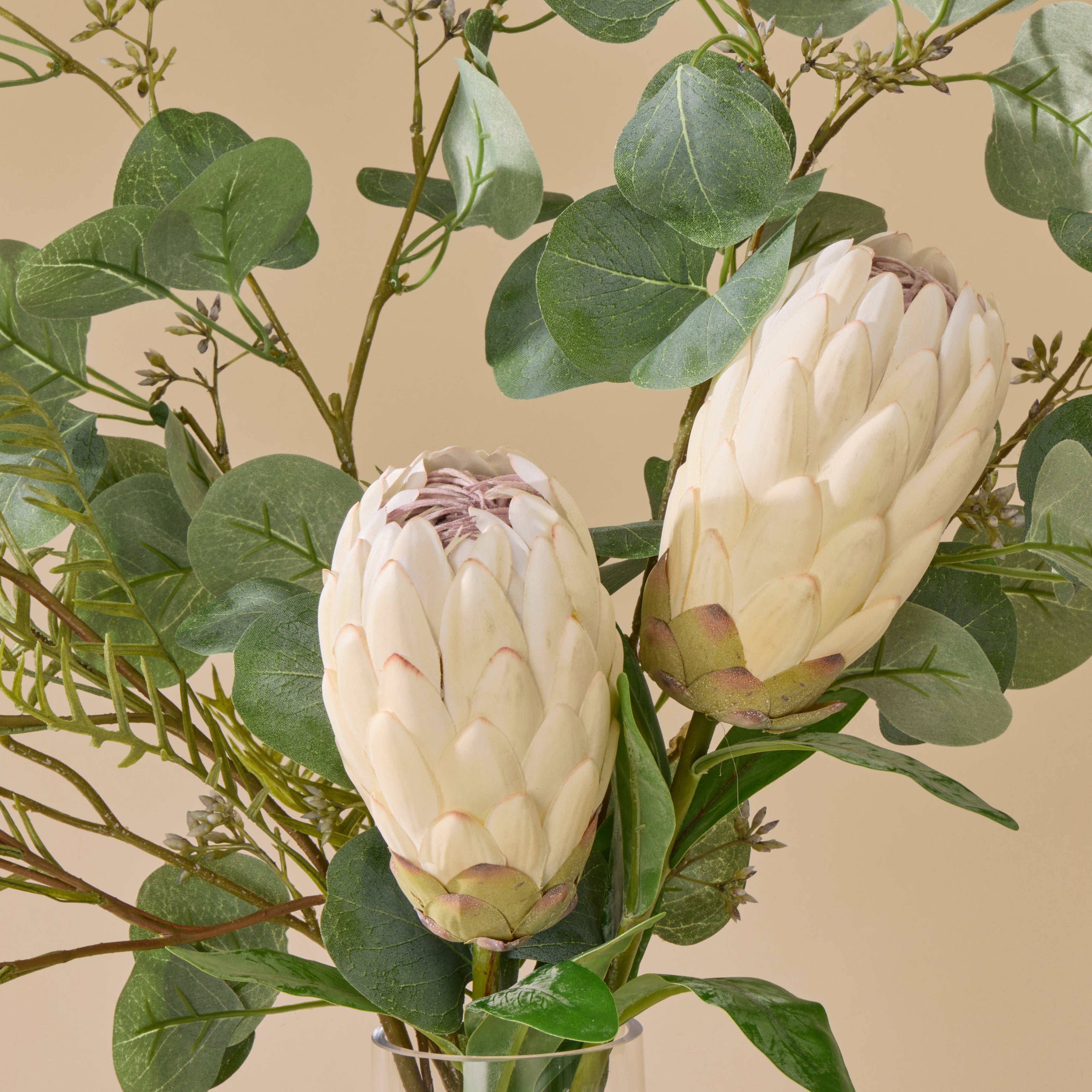 Faux Protea Eucalyptus Mix - Rachel Vase | Cream - 68cm