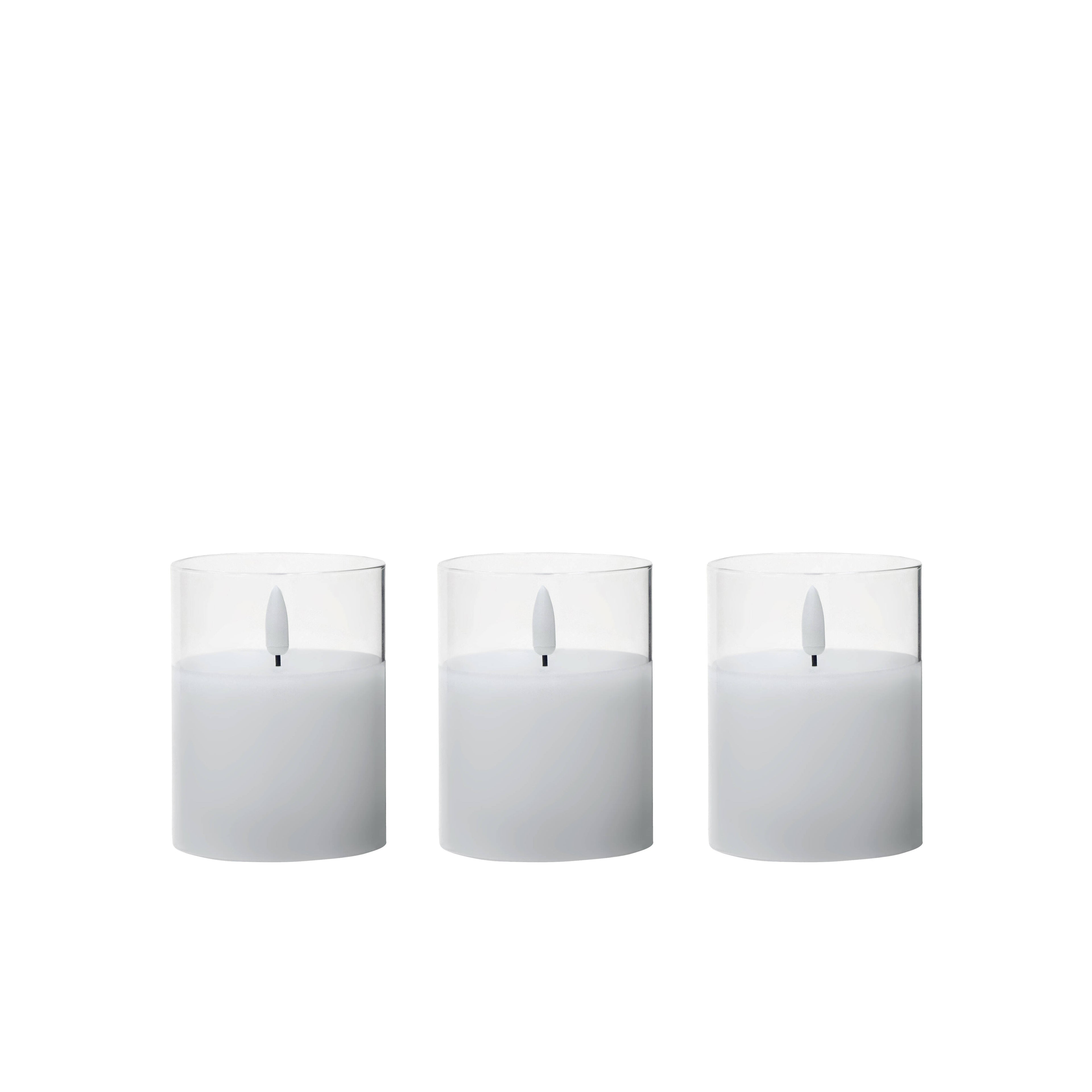 Clear Glass Unaflame LED Candle Set of 3 | 10cm