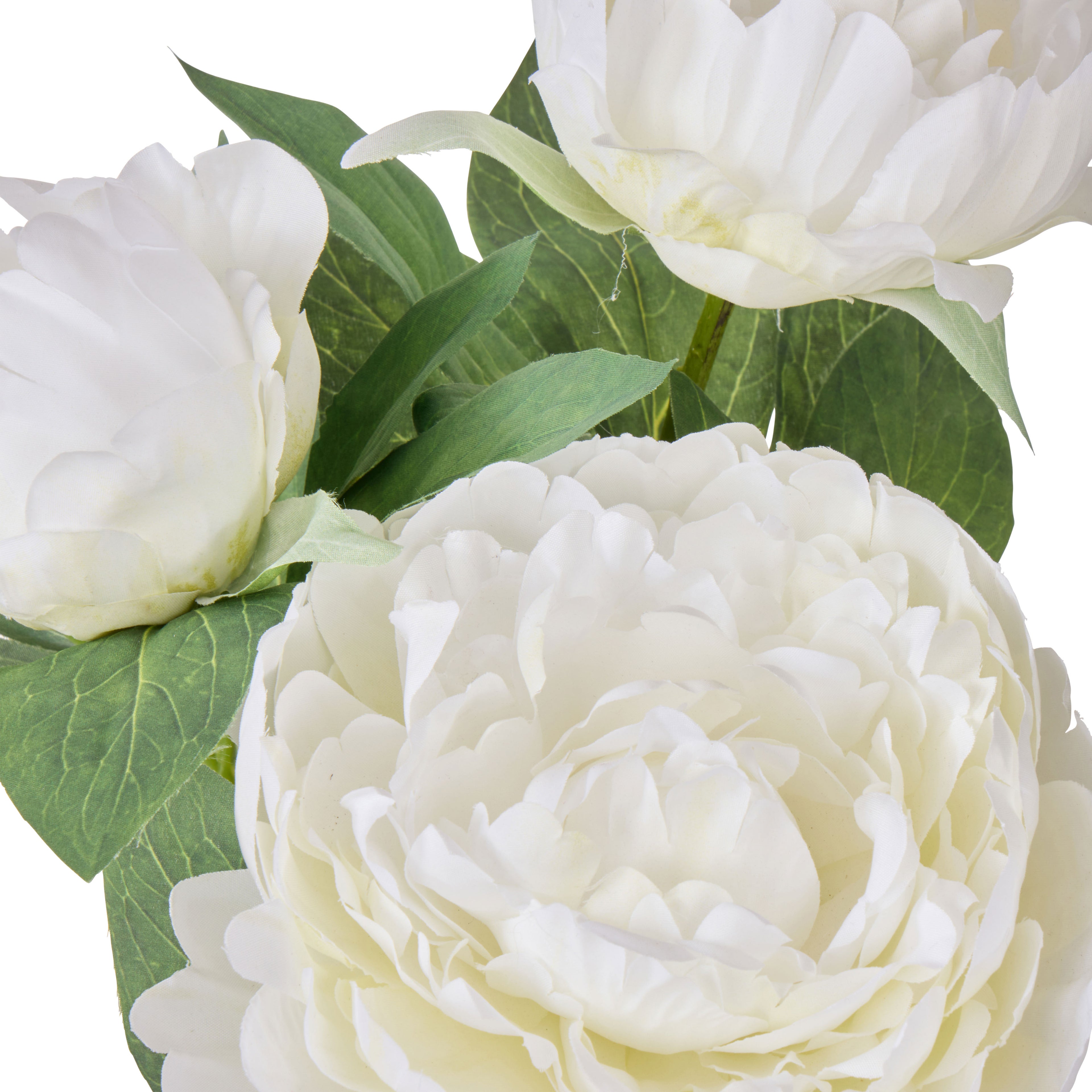 Faux Peony Plant - Tub Pot | White - 29cm
