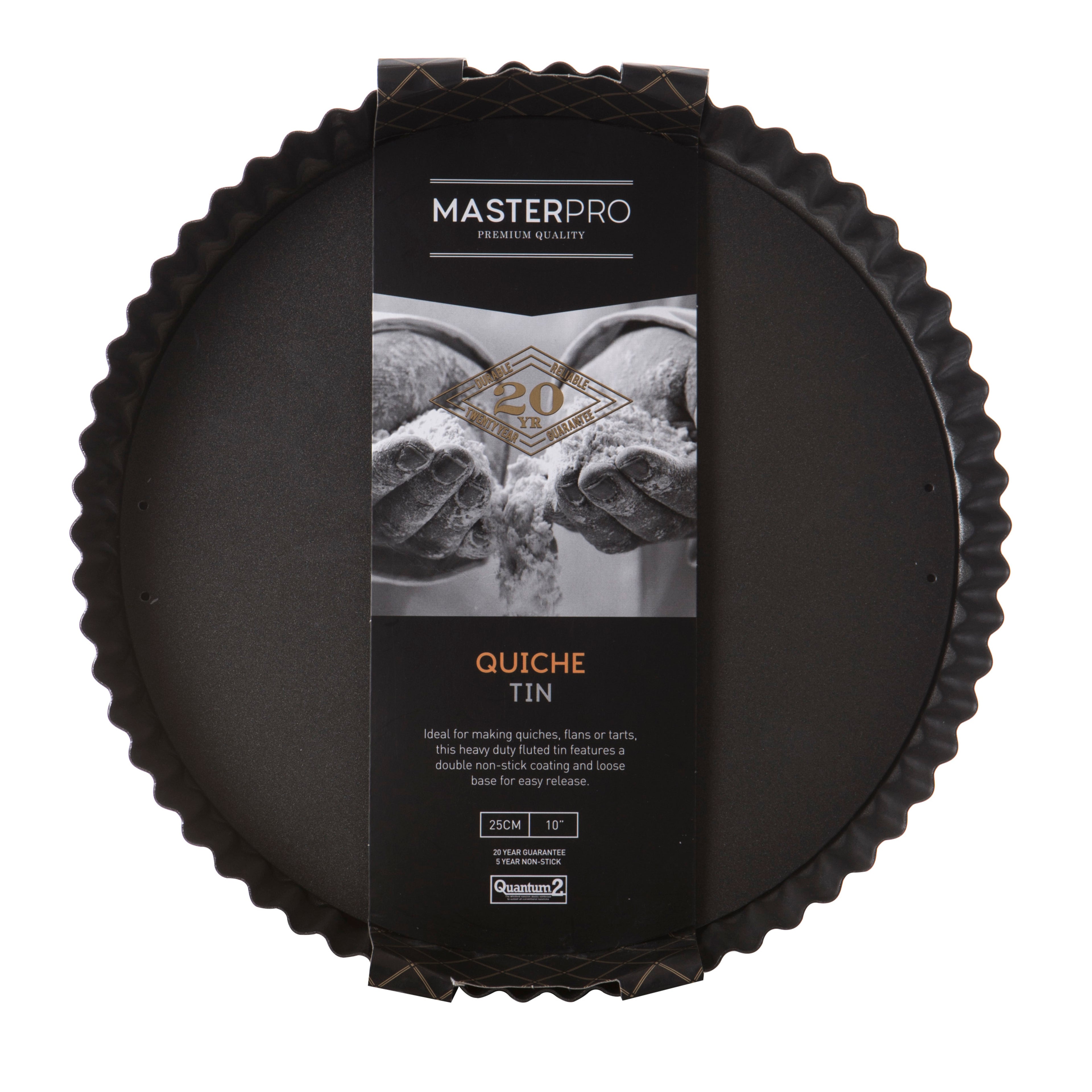 MasterPro Non-Stick Loose Base Round Flan/Quiche Tin Black
