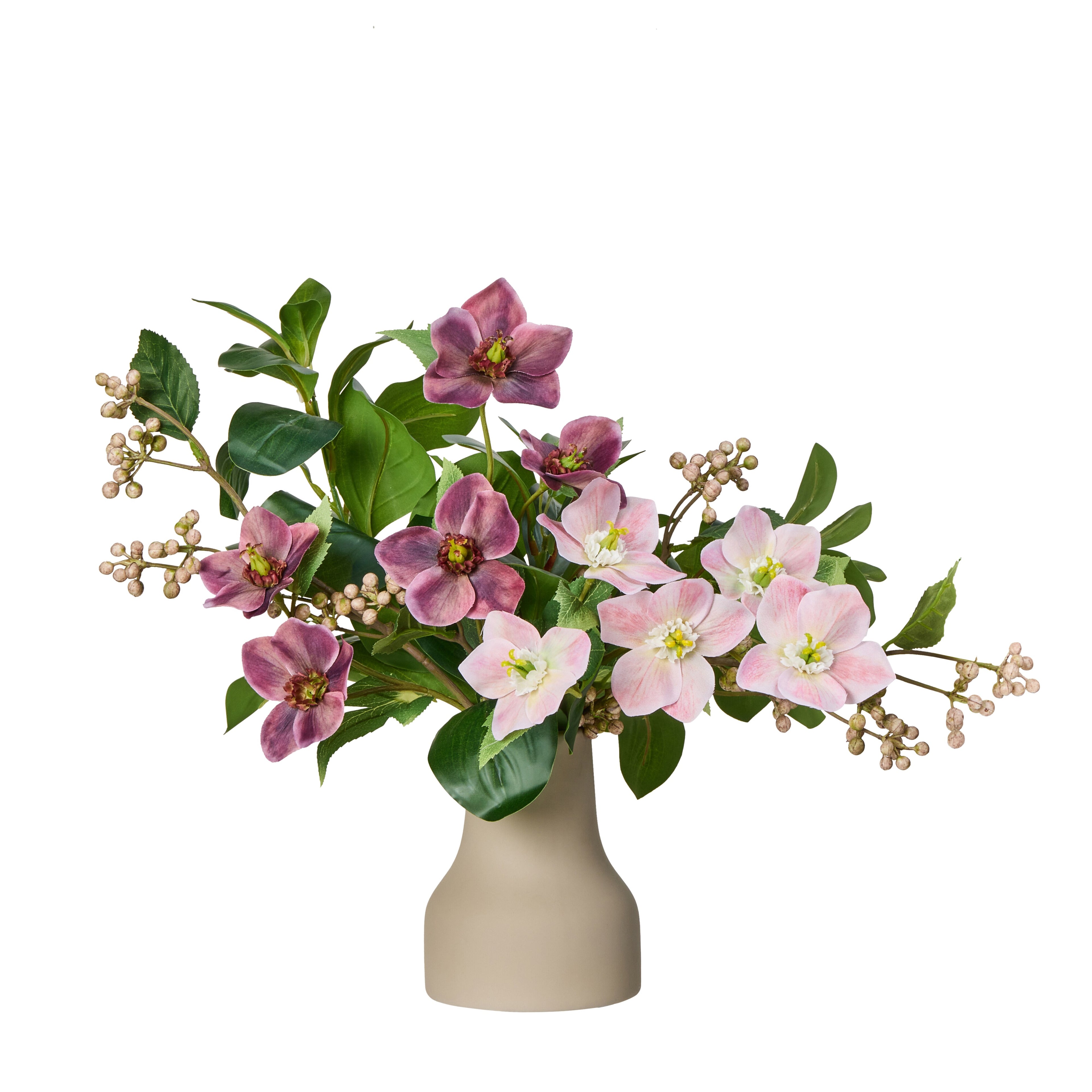 Faux Helleborus Berry Mix - Douglas Vase | Purple - 38cm