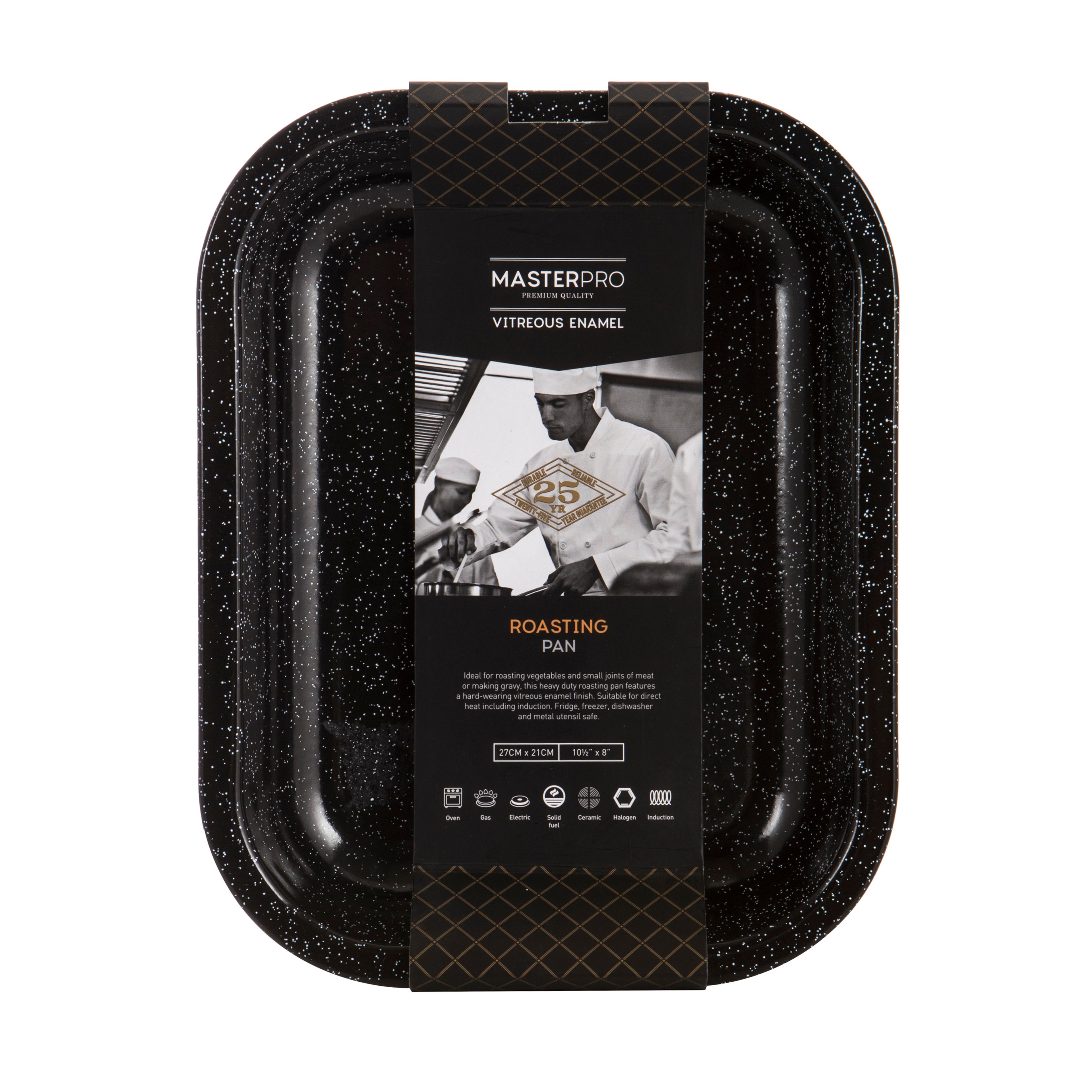 MasterPro Professional Vitreous Enamel Roasting Tray Black