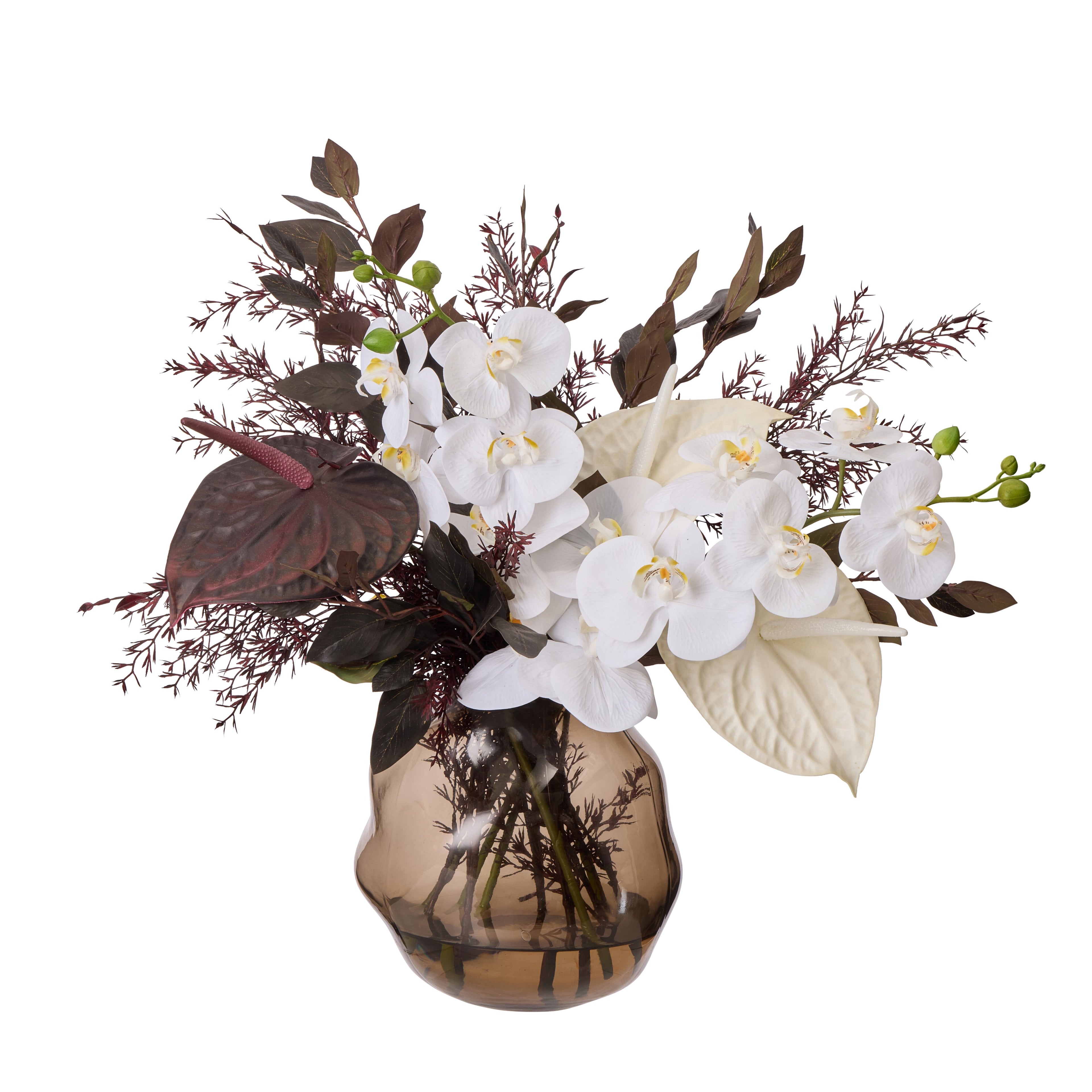 Faux Anthurium Tea Leaf - Miya Vase| White - 55cm