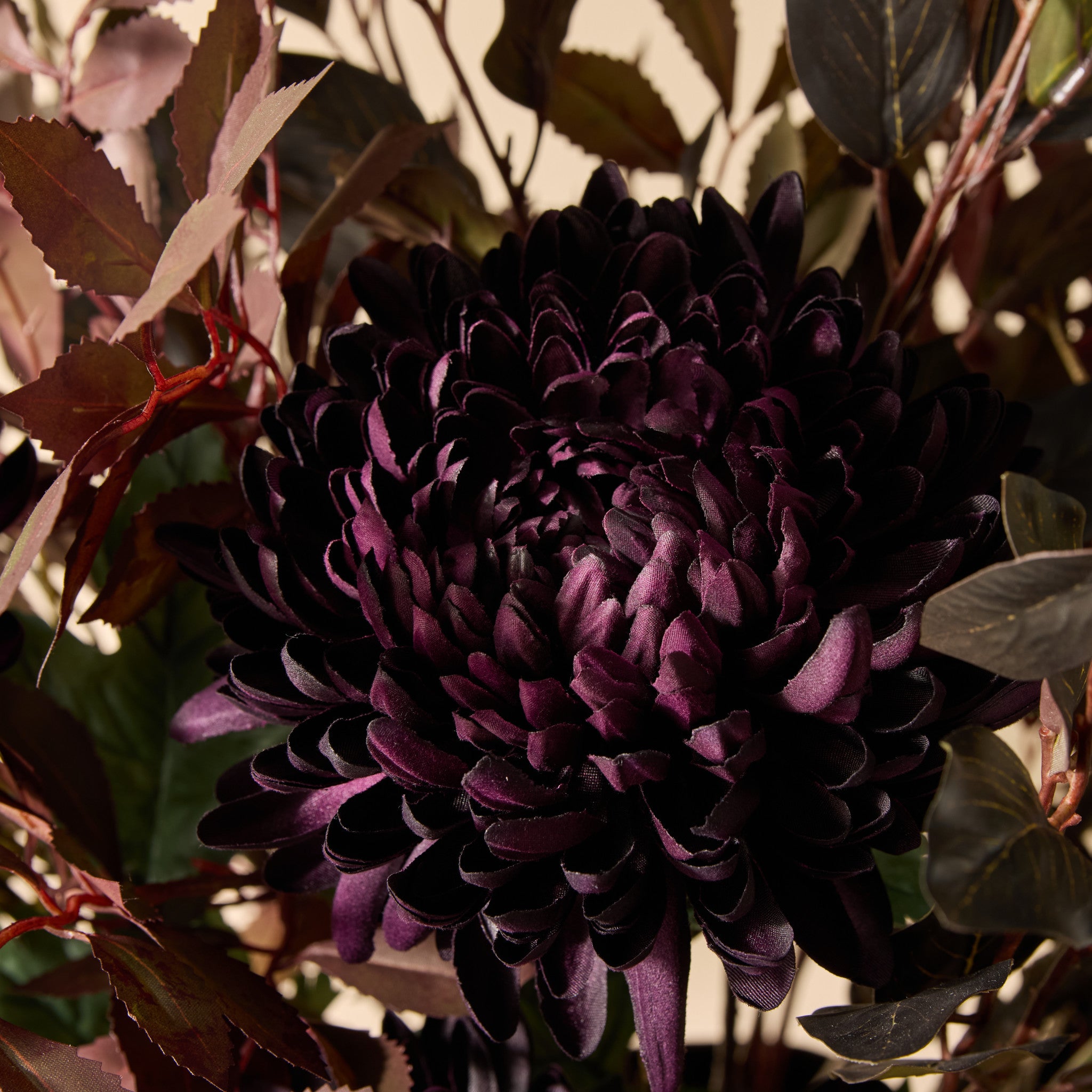 Faux Chrysanthemum Fig Garden Mix Arrangement - Maliah Pot | Purple - 80cm