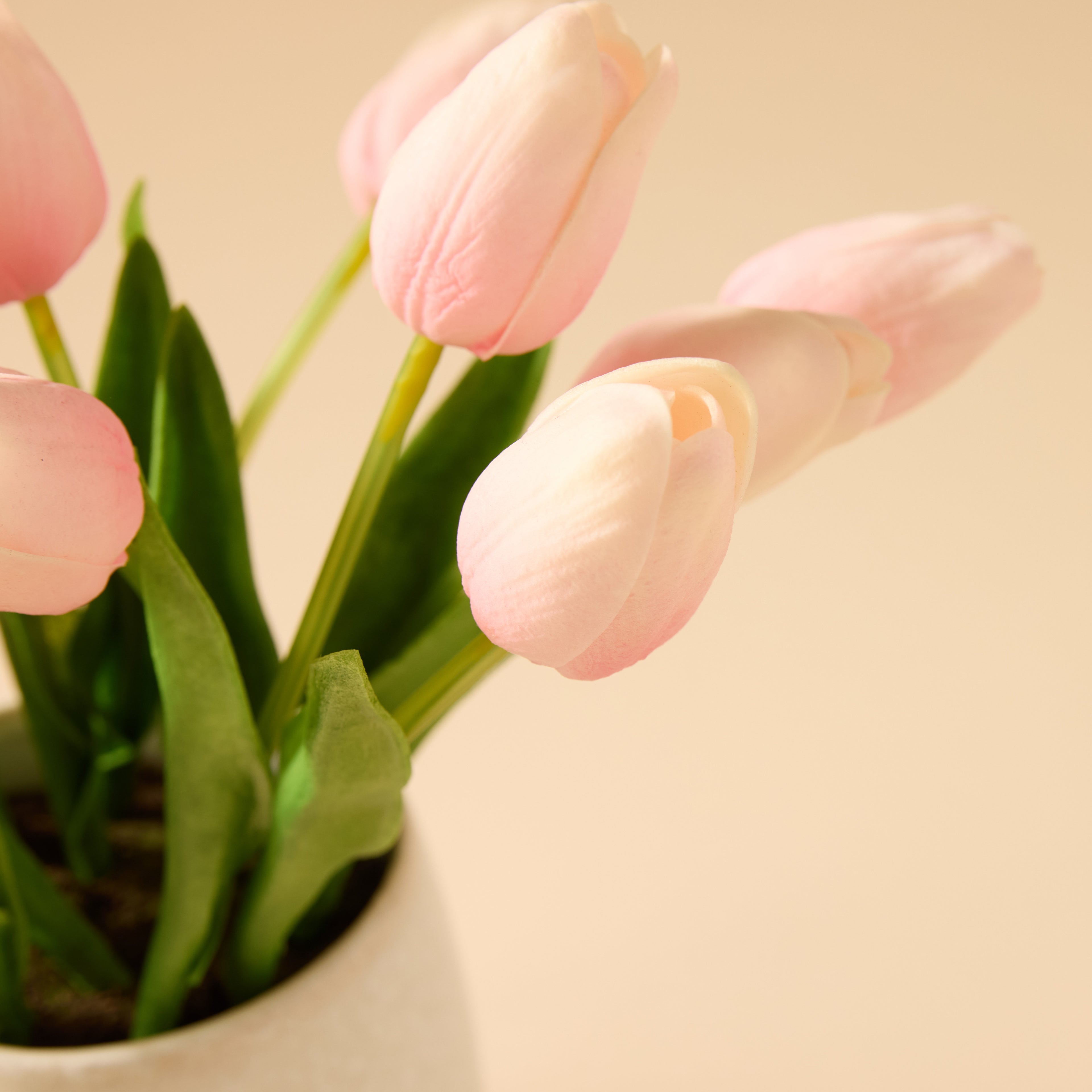 Faux Tulip Arrangement - Gianna Pot | Light Pink - 32cm