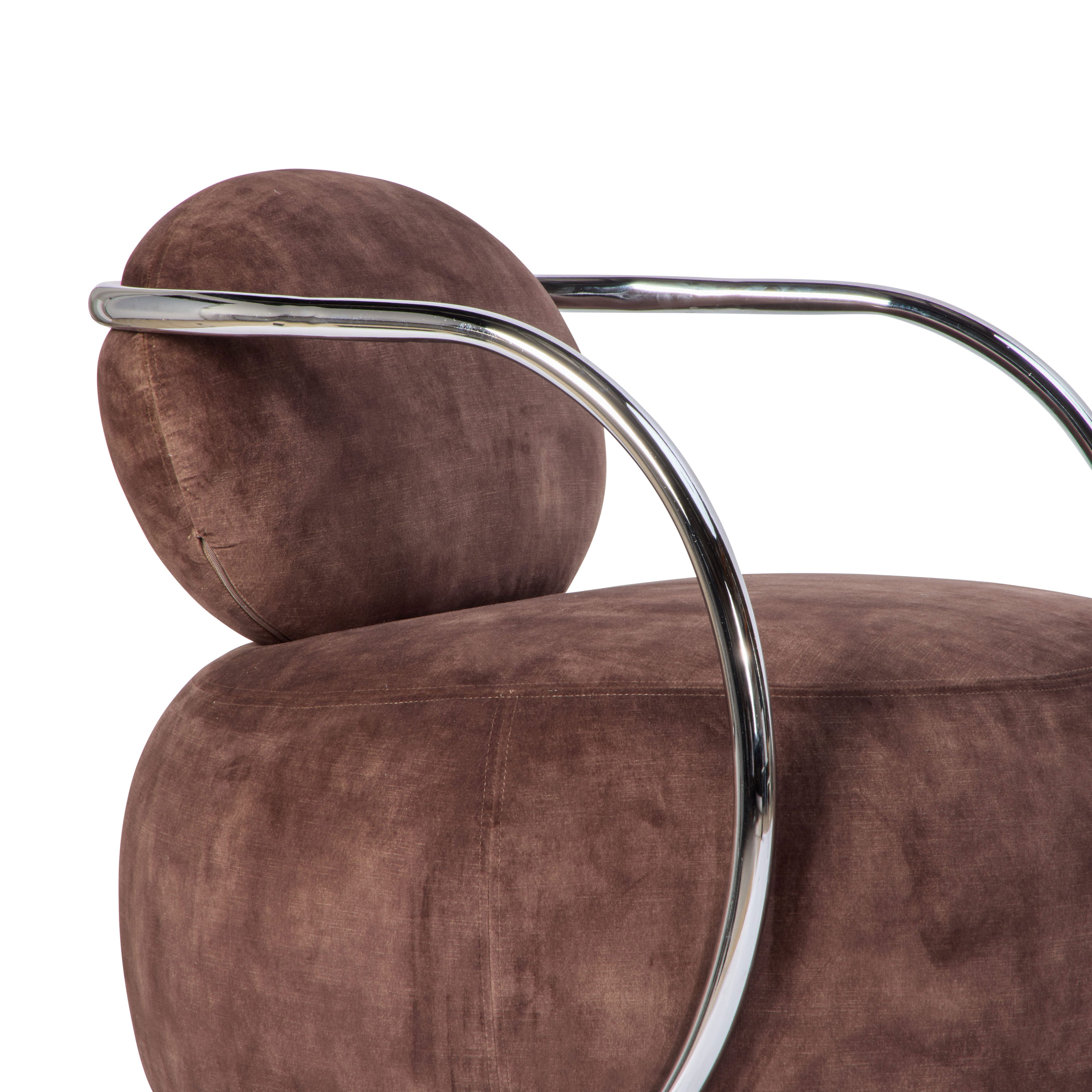 Grand Designs Jex Armchair Antique Brown & Brushed Chrome