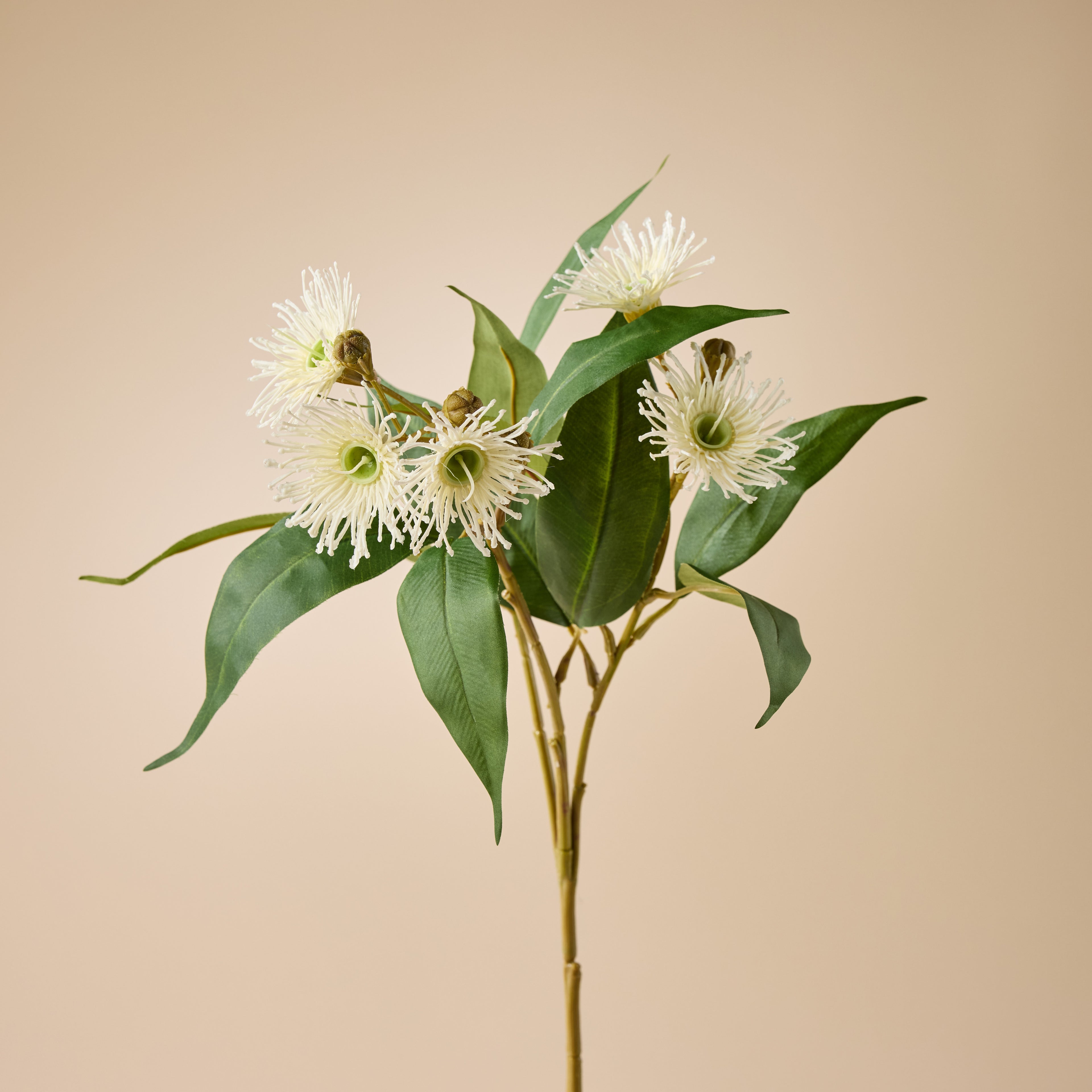 Faux Eucalyptus Flower Spray | White - 62cm