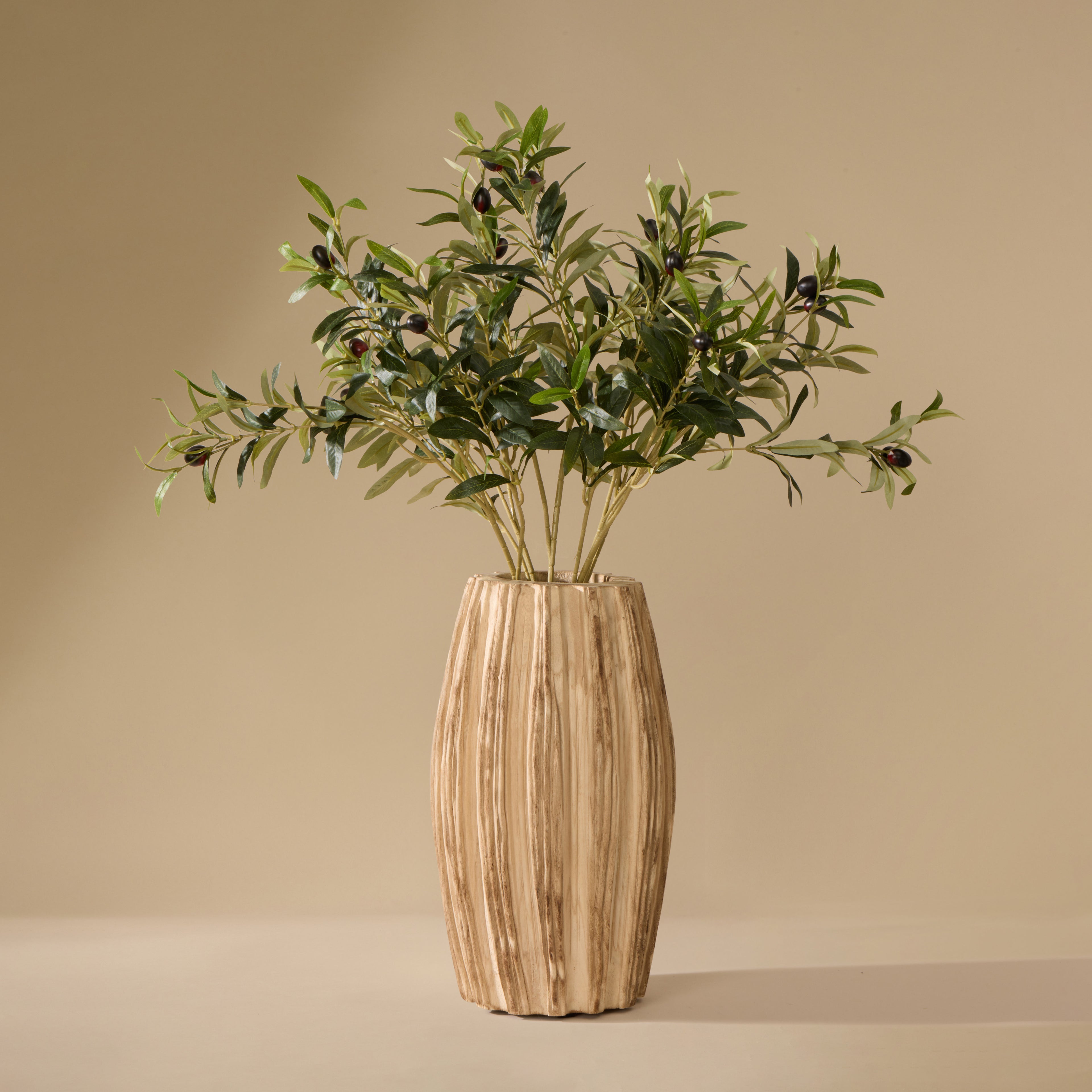 Faux Olive - Dansk Ribbed Vase | Natural - 80cm