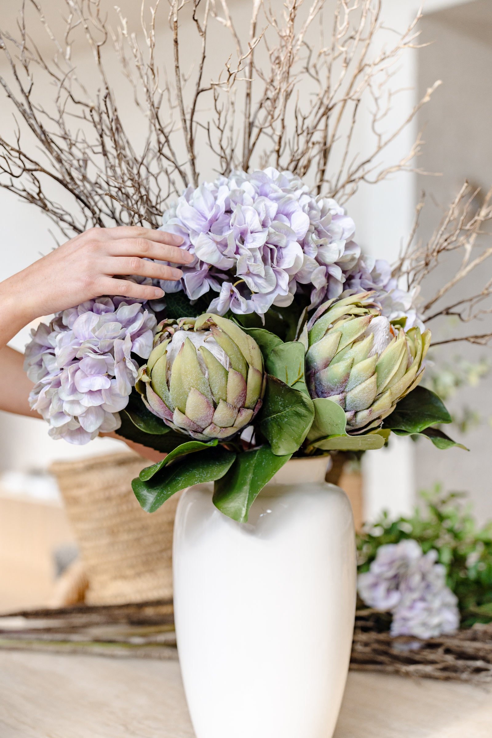 Faux Grand Protea Stem | Green - 63cm