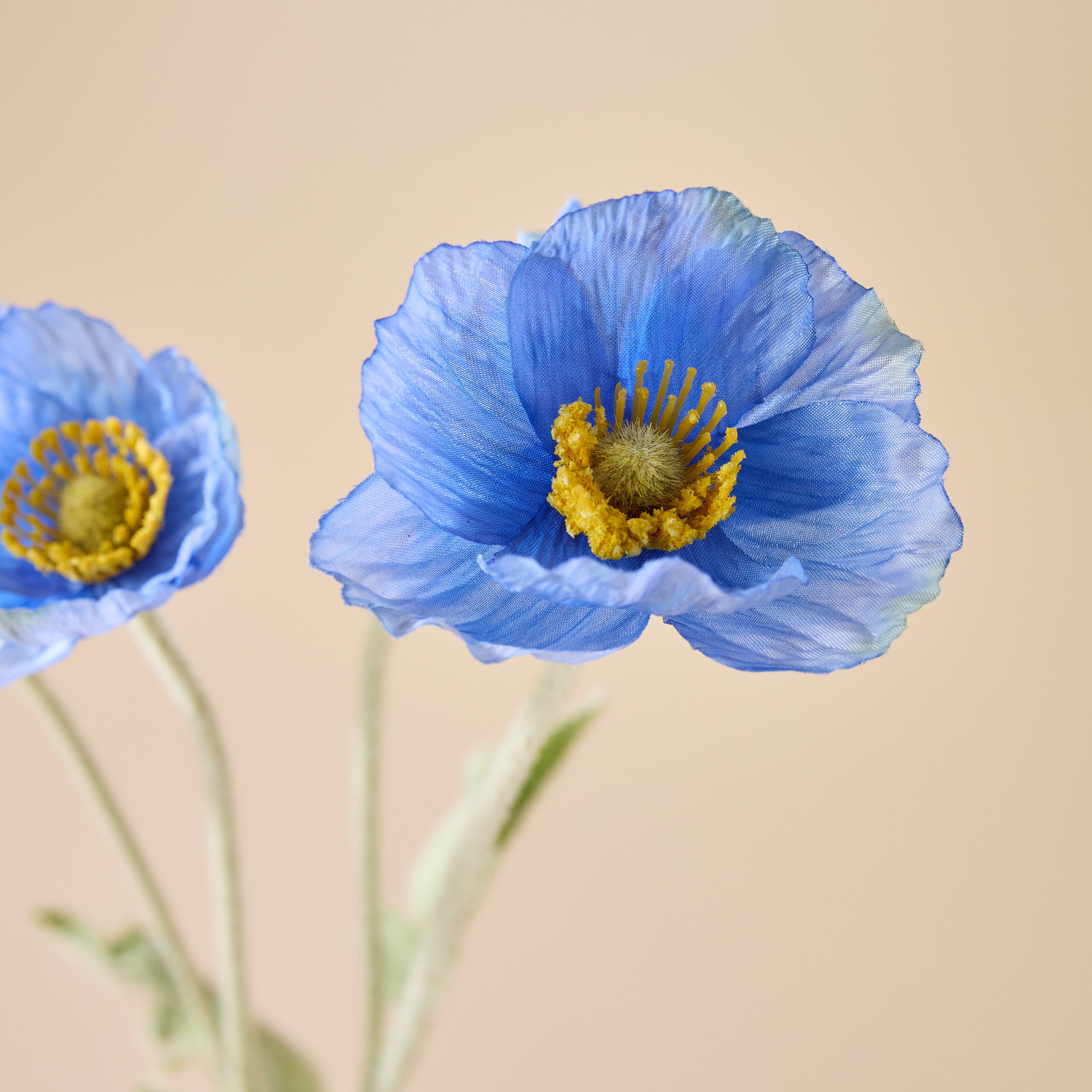 Faux Poppy Spray | Blue - 60cm