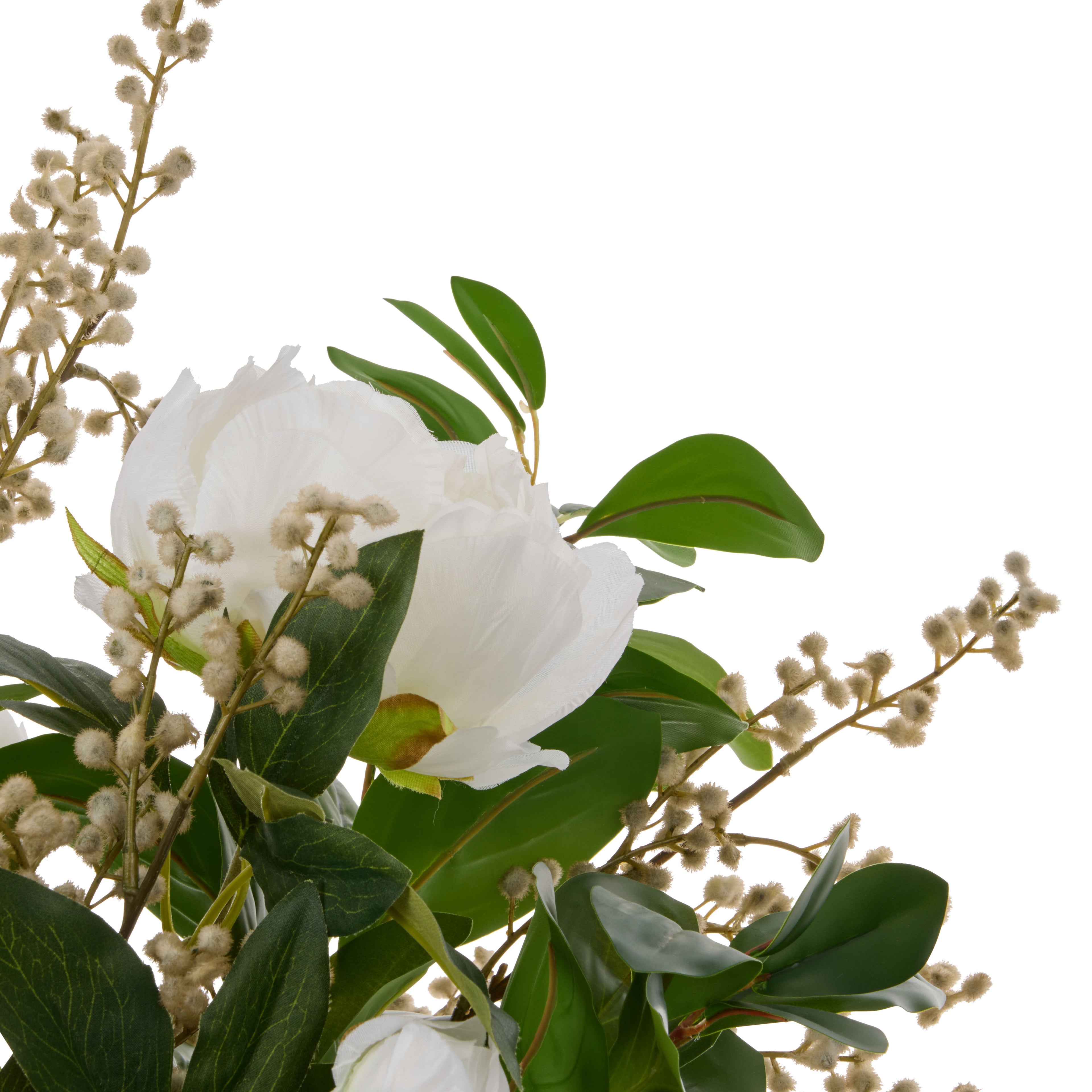 Faux Peony Lush Leaf - Alana Vase | White - 73cm