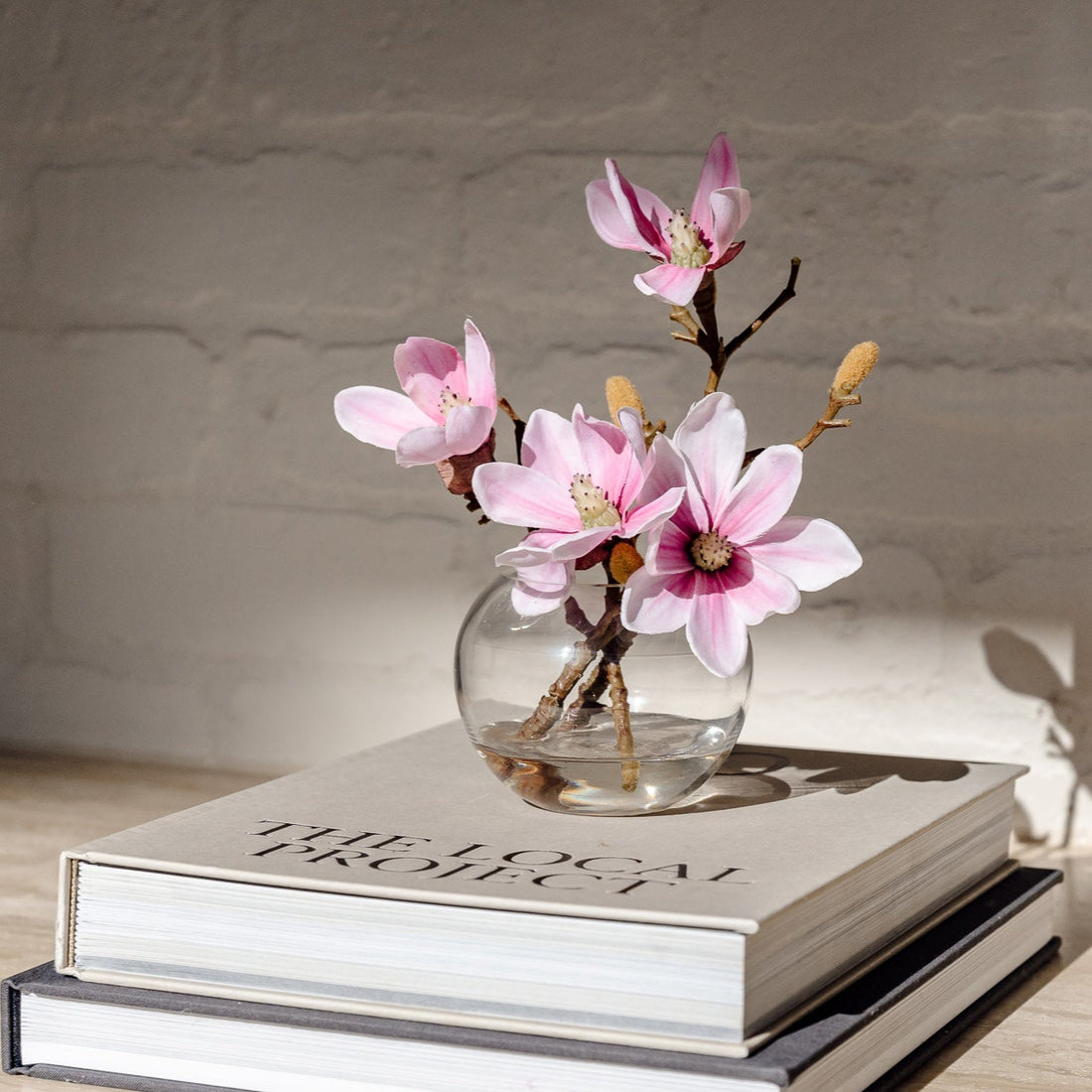 Faux Mini Magnolia - Sphere Vase | Pink - 16cm
