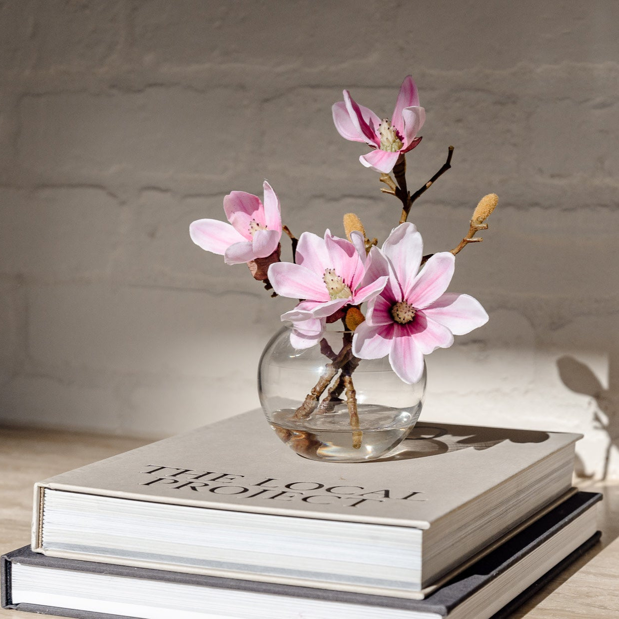 Faux Mini Magnolia - Sphere Vase | Pink - 16cm