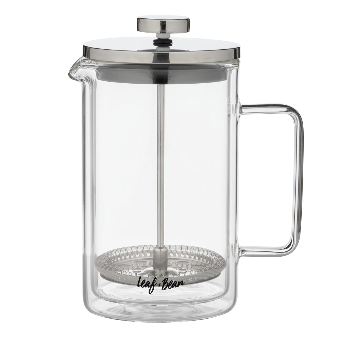 Leaf & Bean Glass Double Wall French Press Clear & Silver