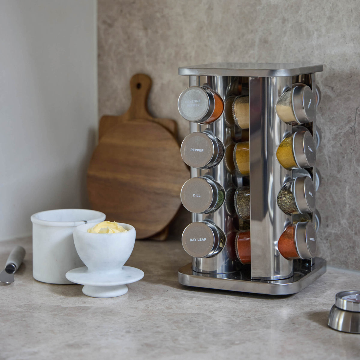 Davis & Waddell Newbury Stainless Steel Spice Rack Jar 16pcs Set